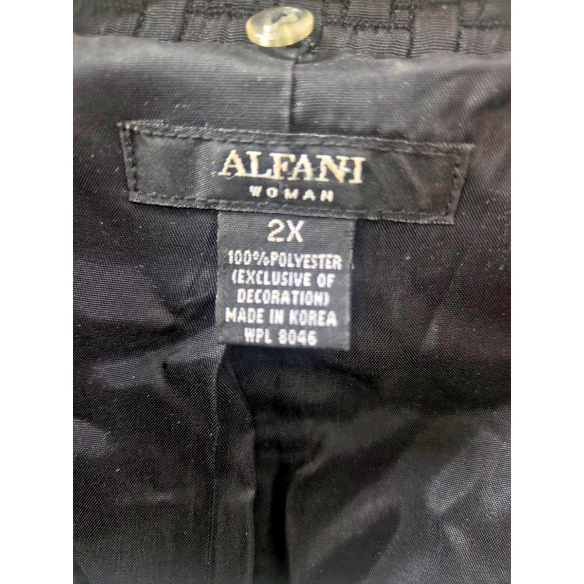 Alfani Woman 2X Black Textured Basketweave Zip Front Jacket Plus Size