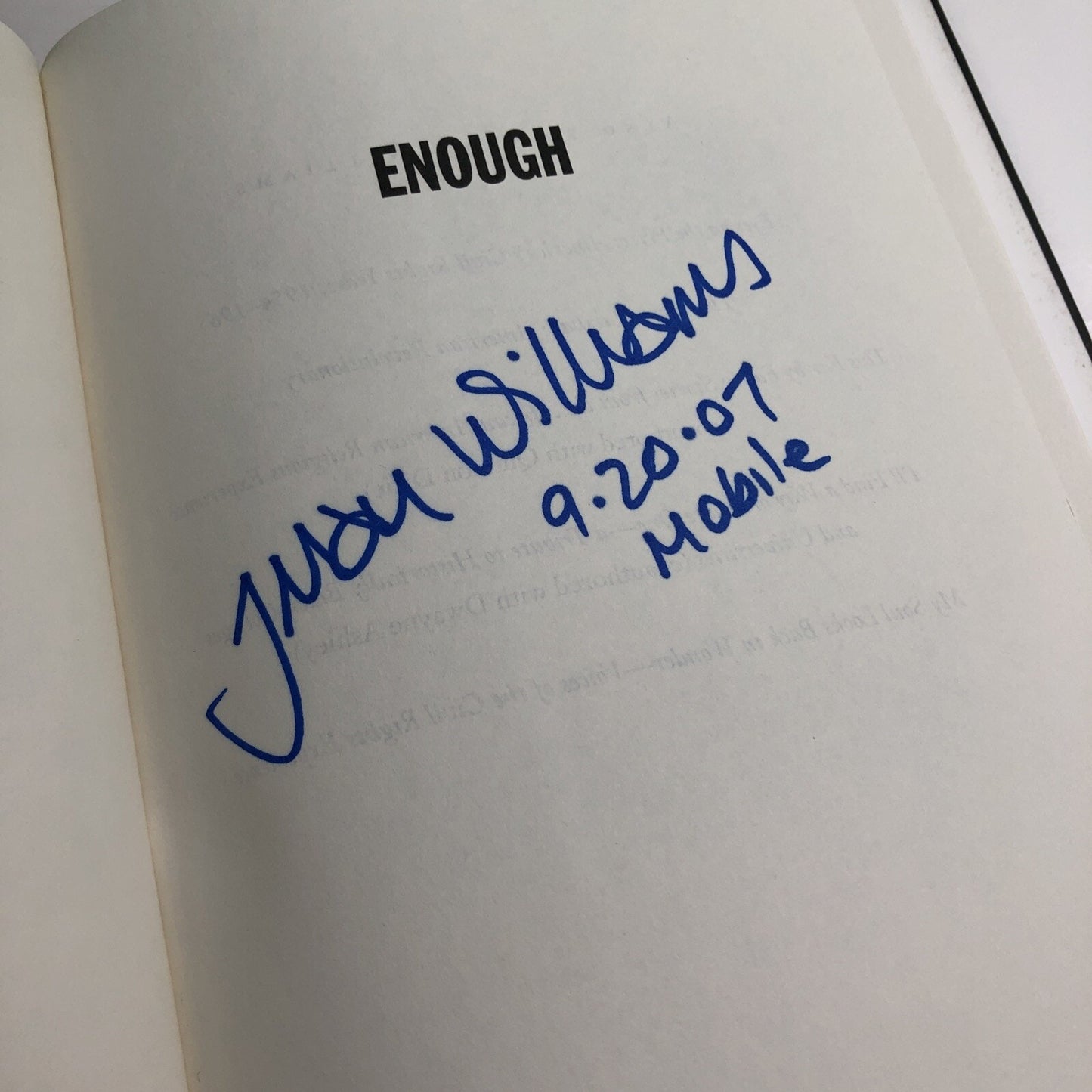 Enough by Juan Williams 2006 Signed By Author Hardcover Dust Jacket 1st Edition
