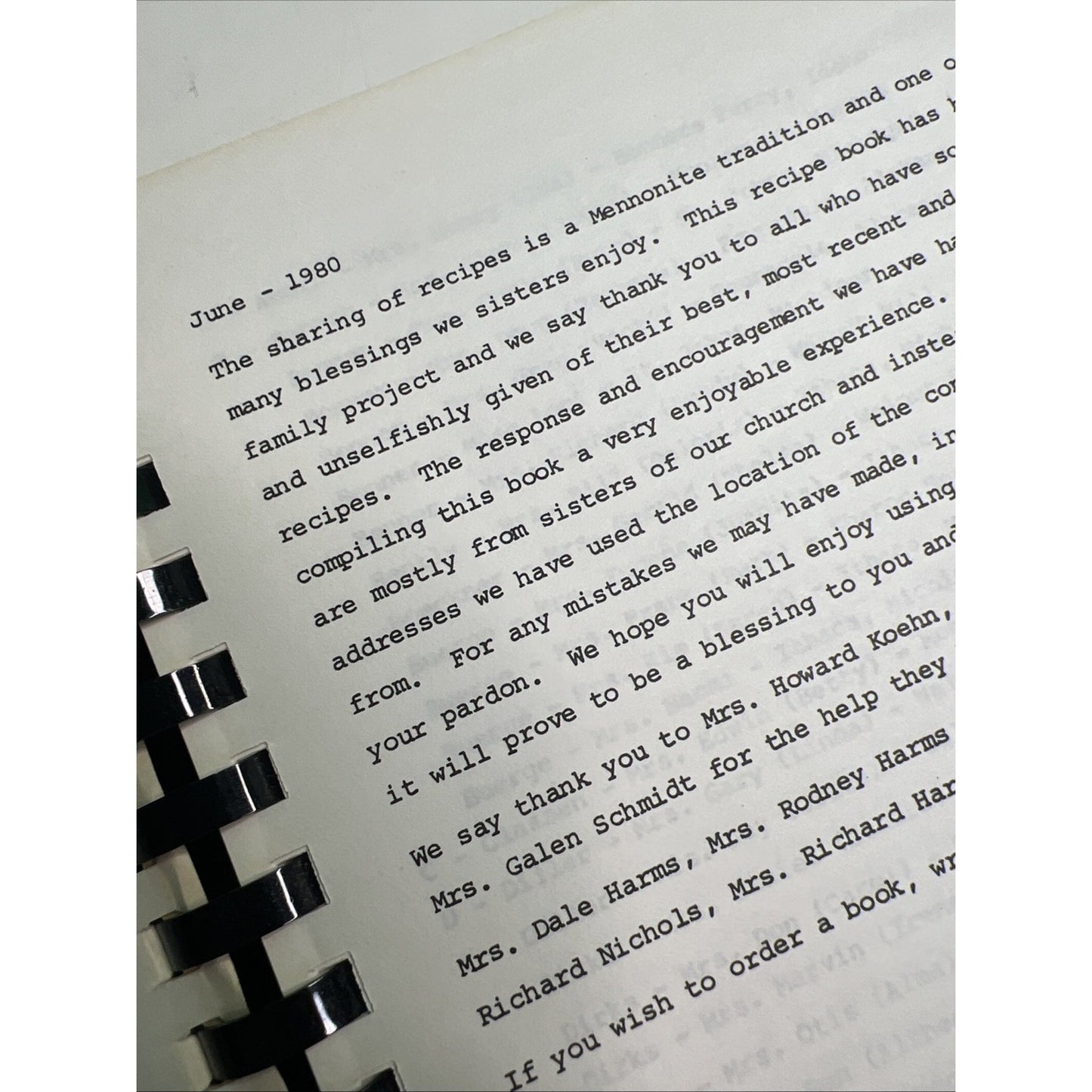 Recipes from Friends and Family 1980 Cookbook Mennonite