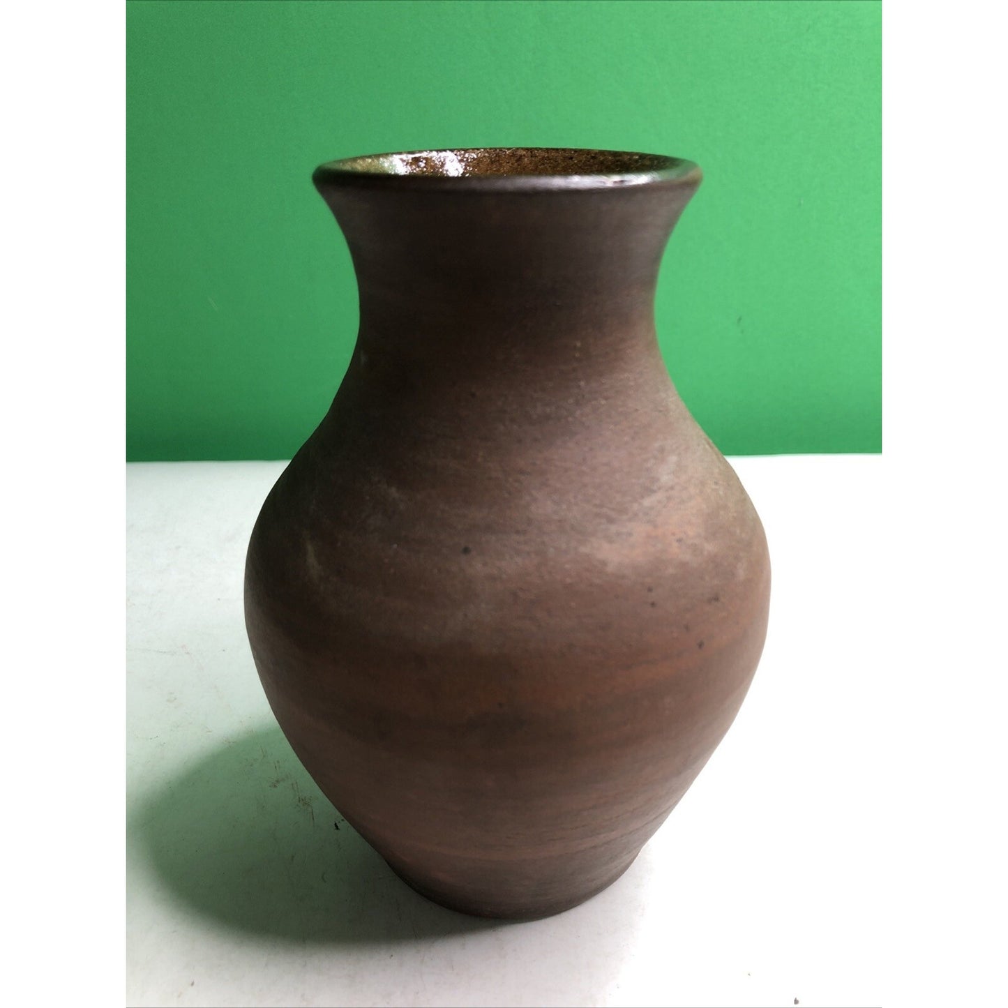 James Towne Collony Pottery Pitcher Hand Thrown Jamestown VA Raku Redware Brown