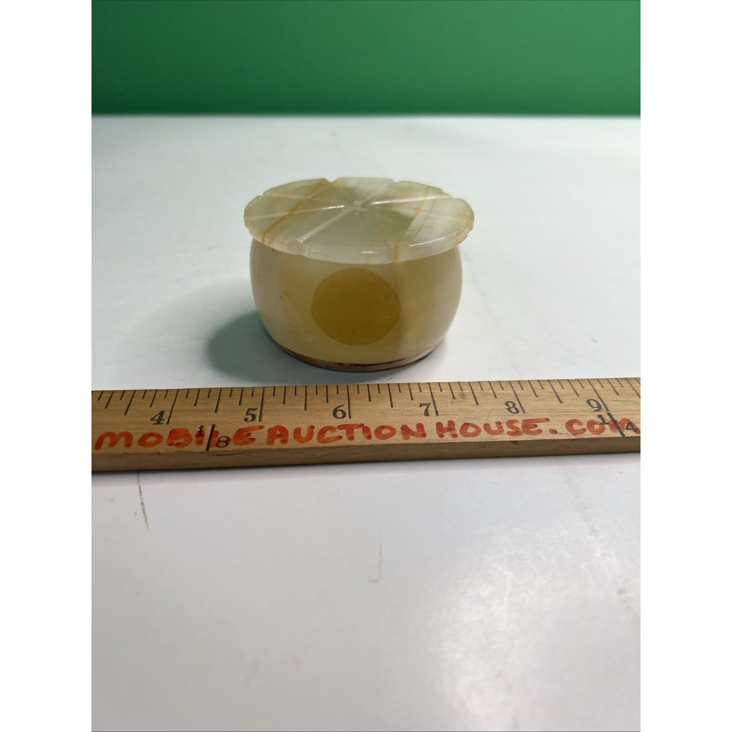 Carved Soapstone Small Box Round Trinket Vanity Natural Stone with Lid