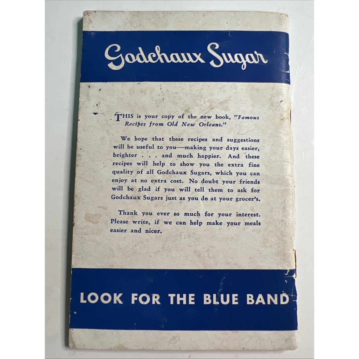 1949 Godchaux Sugars Old New Orleans Cookbook Creole Recipes VTG PB