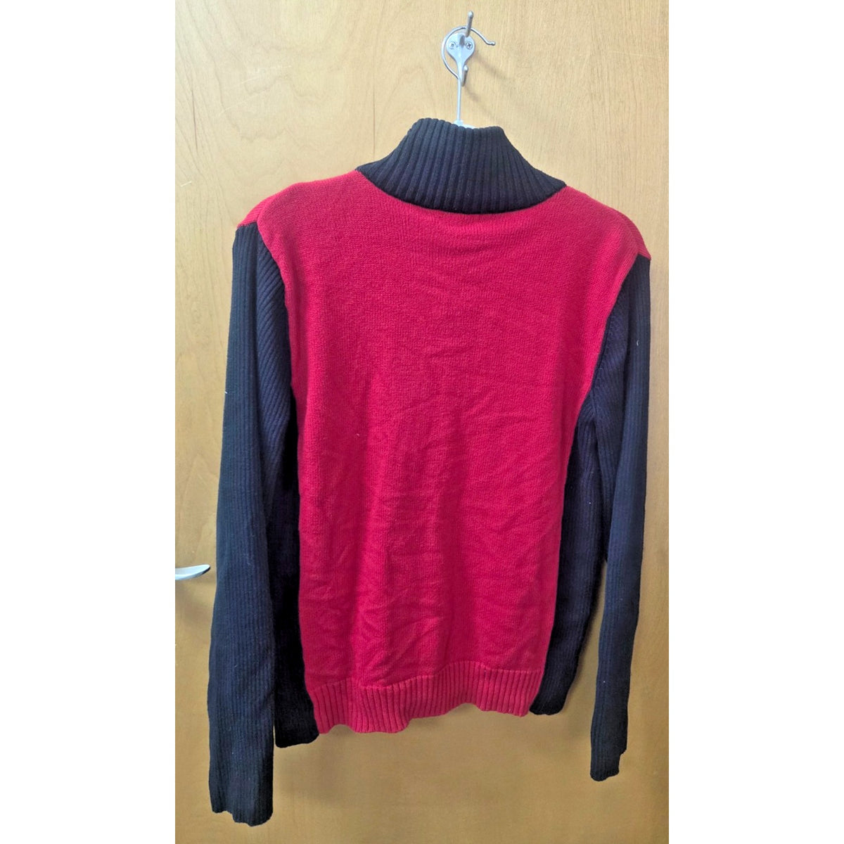 Lauren Ralph Lauren Equestrian Color-block Zip Cardigan Red Black Large LRL
