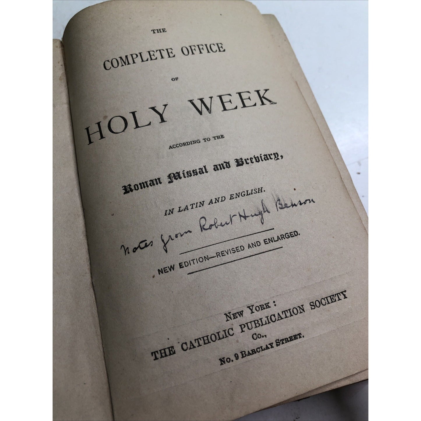 THE COMPLETE OFFICE OF HOLY WEEK Acc. to Roman Missal & Breviary Latin & English
