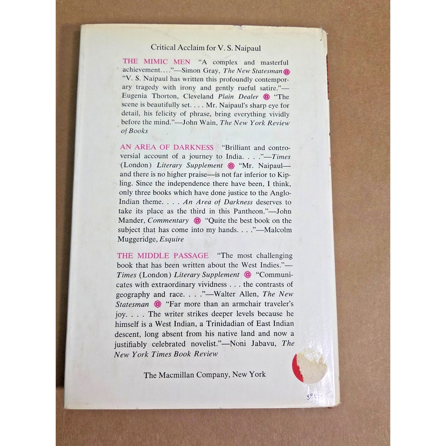 V.S. Naipaul: A Flag on the Island - 1st US Edition 1967 Macmillan Nobel Author