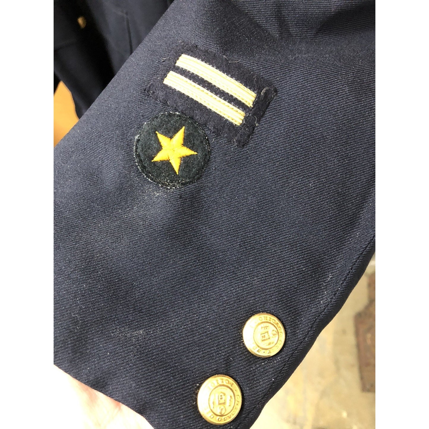 Vintage Chicago Police Coat Double Breasted Brawny Blues Kale Uniform Jacket
