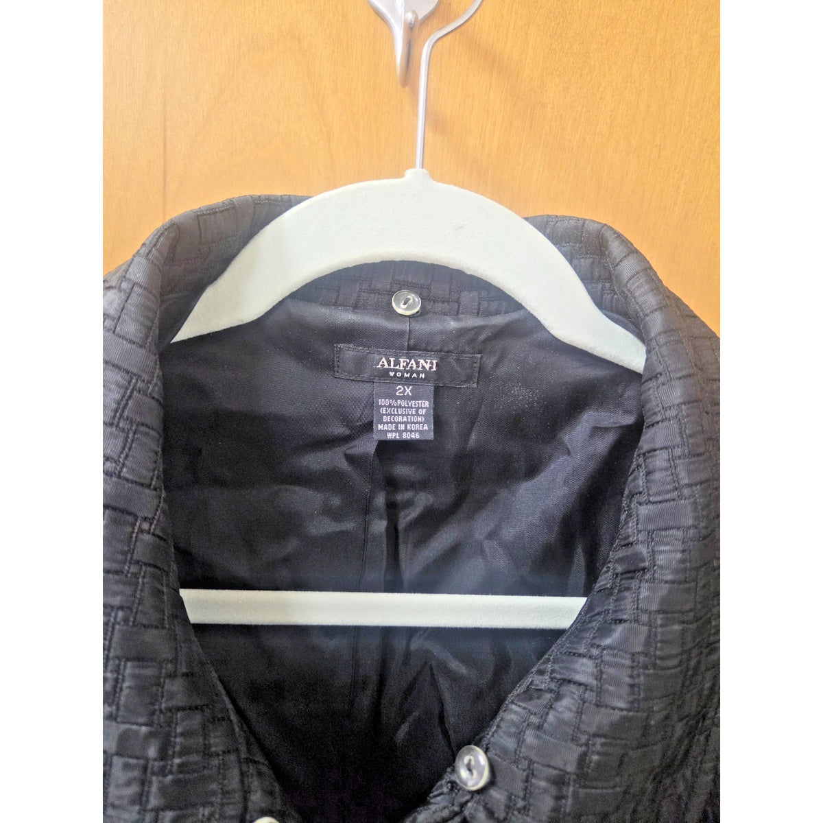 Alfani Woman 2X Black Textured Basketweave Zip Front Jacket Plus Size