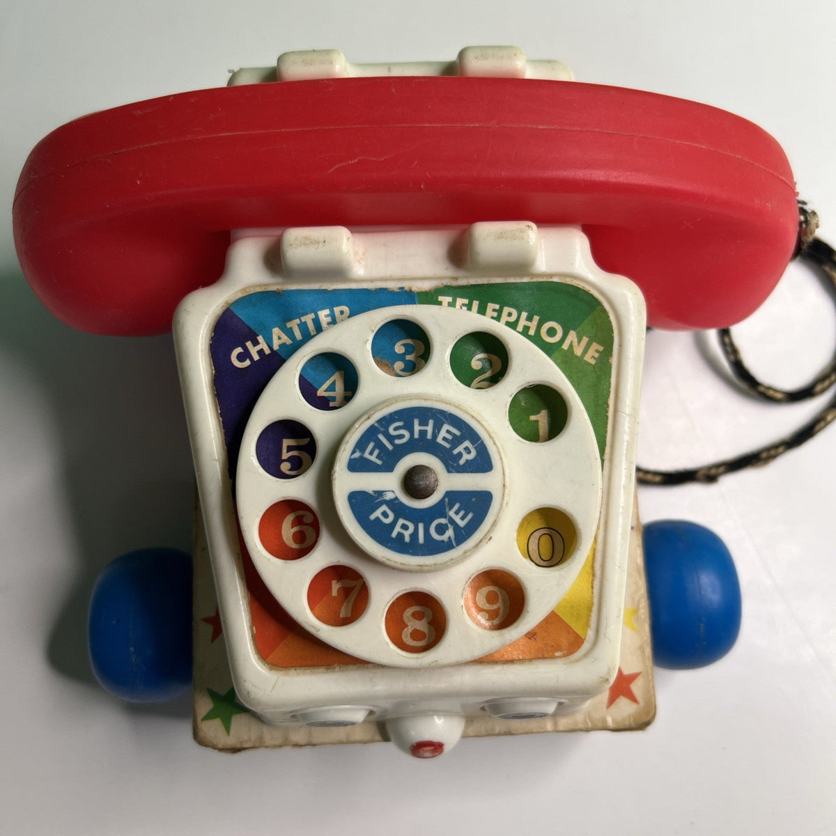 Vintage 1961 Fisher Price Chatter Phone Rotary Telephone Pull Toy #747
