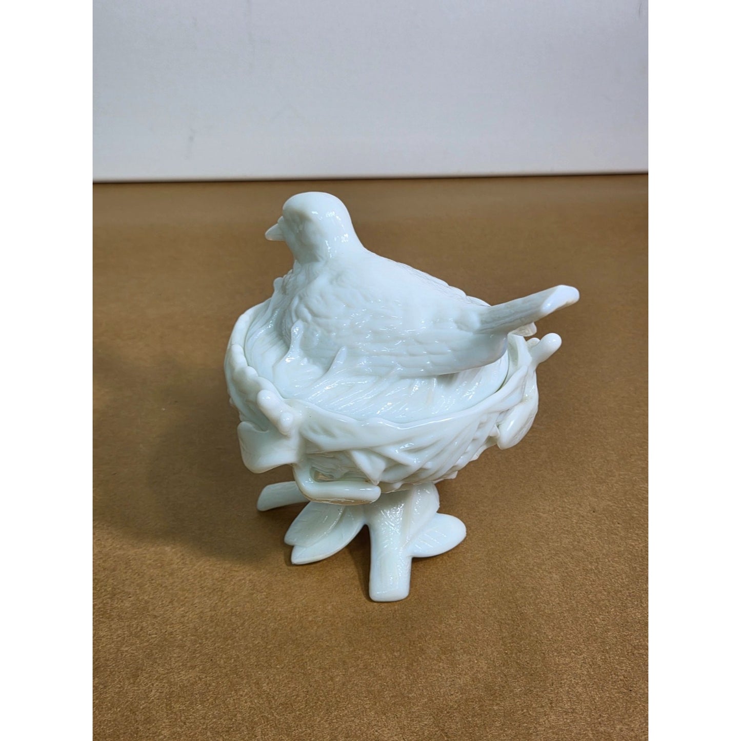 Vintage Westmoreland Milk Glass Dove on Nest Pedestal Covered Candy Dish WG Logo