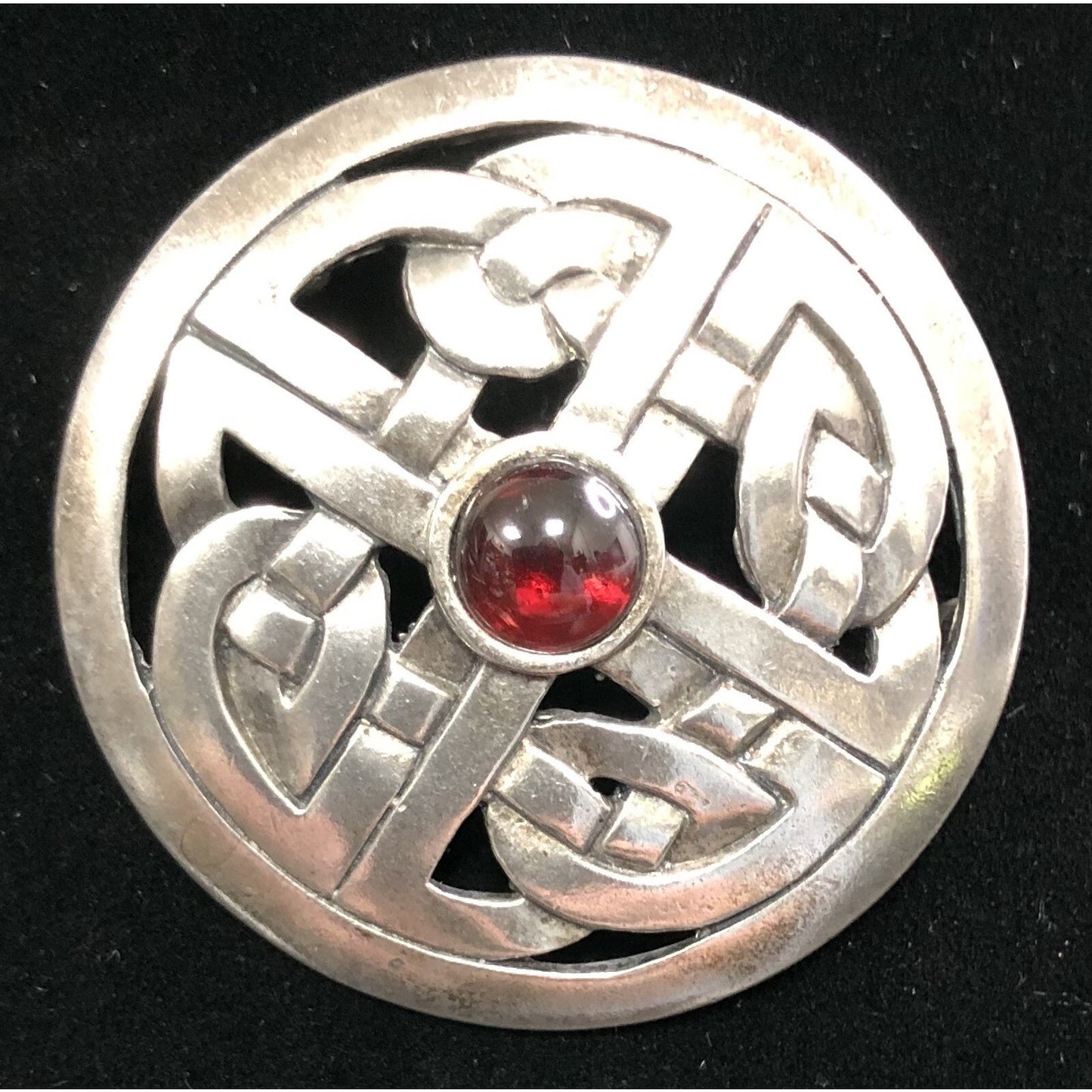 Metropolitan Museum Of Art Silver Brooch MMA Irish Celtic Pin with Garnet Stone