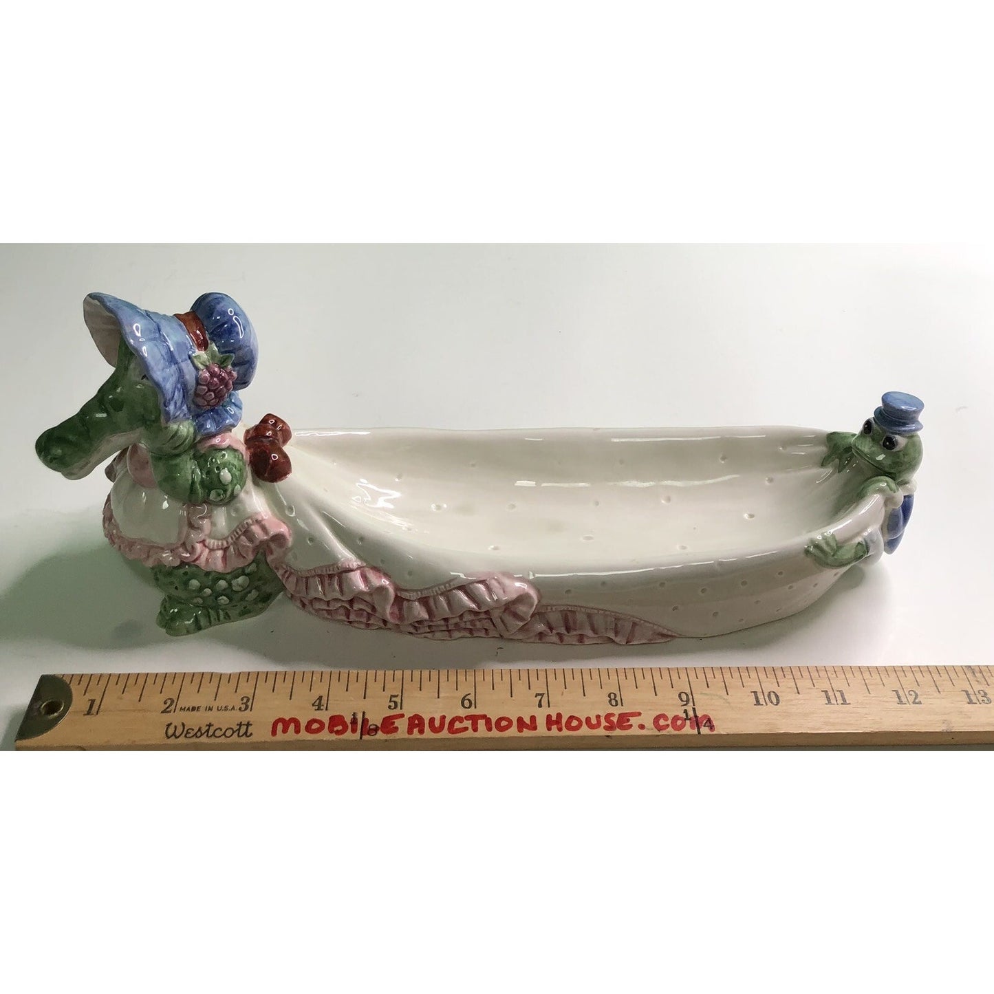 Vintage 1991 FITZ & FLOYD Alligator & Frog Candy Dish Cracker Tray Adorable