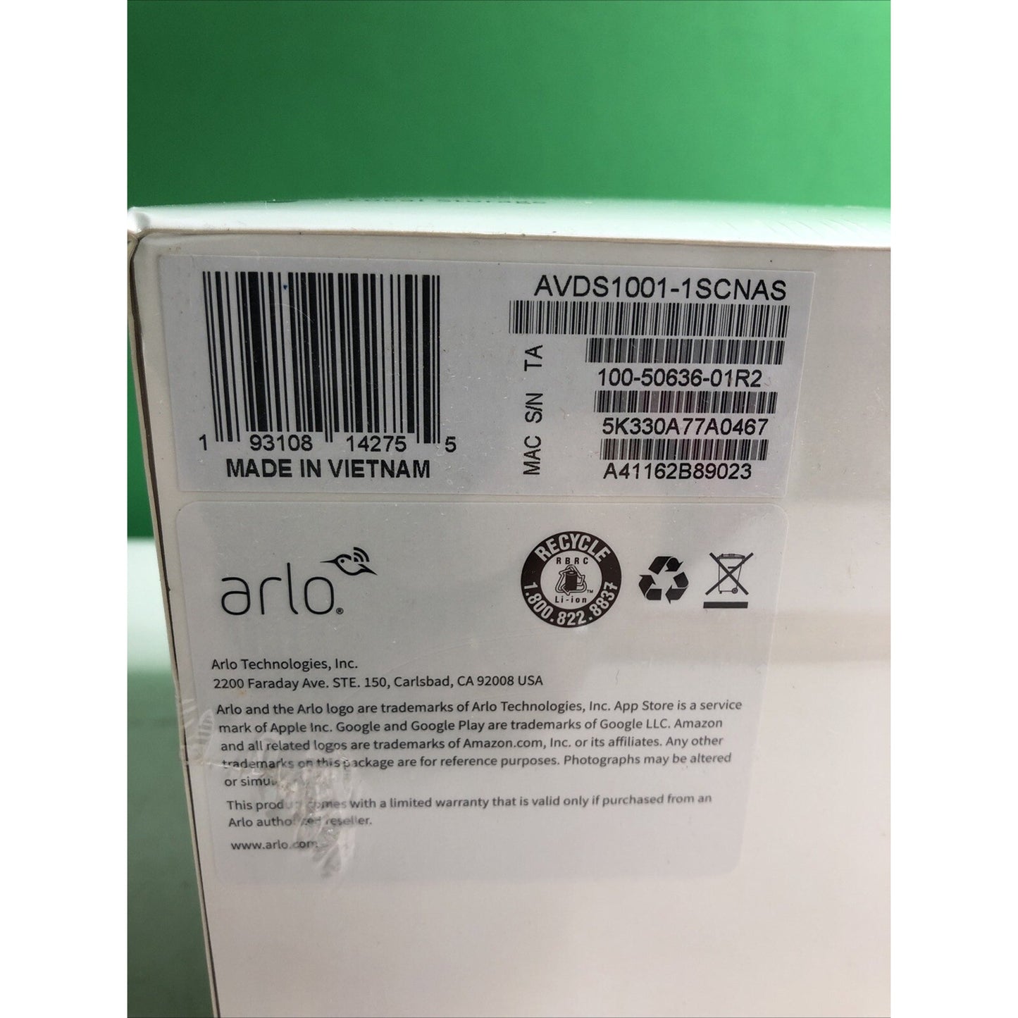 Arlo Essential Series Wired Video Doorbell + Base Station (AVDS1001-1SCNAS) New