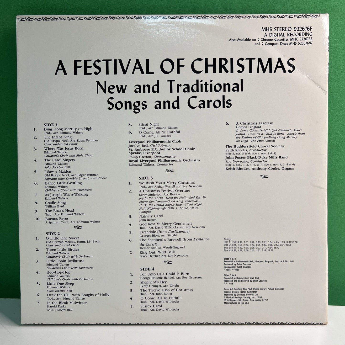 MHS 922676F A Festival Of Christmas New And Traditional Songs And Carols 2 LPs
