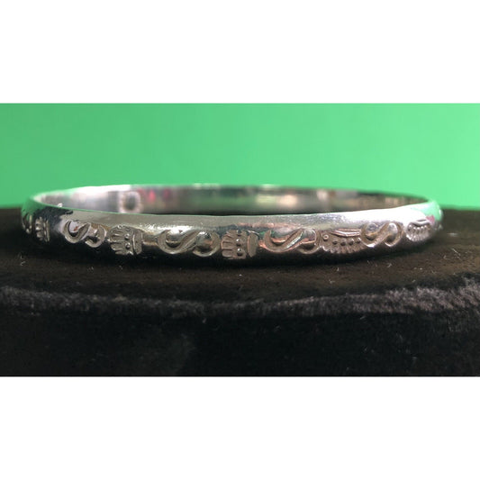 Vintage Mexican Solid Sterling Silver Bangle Bracelet Marked 20+ Grams “S”Design