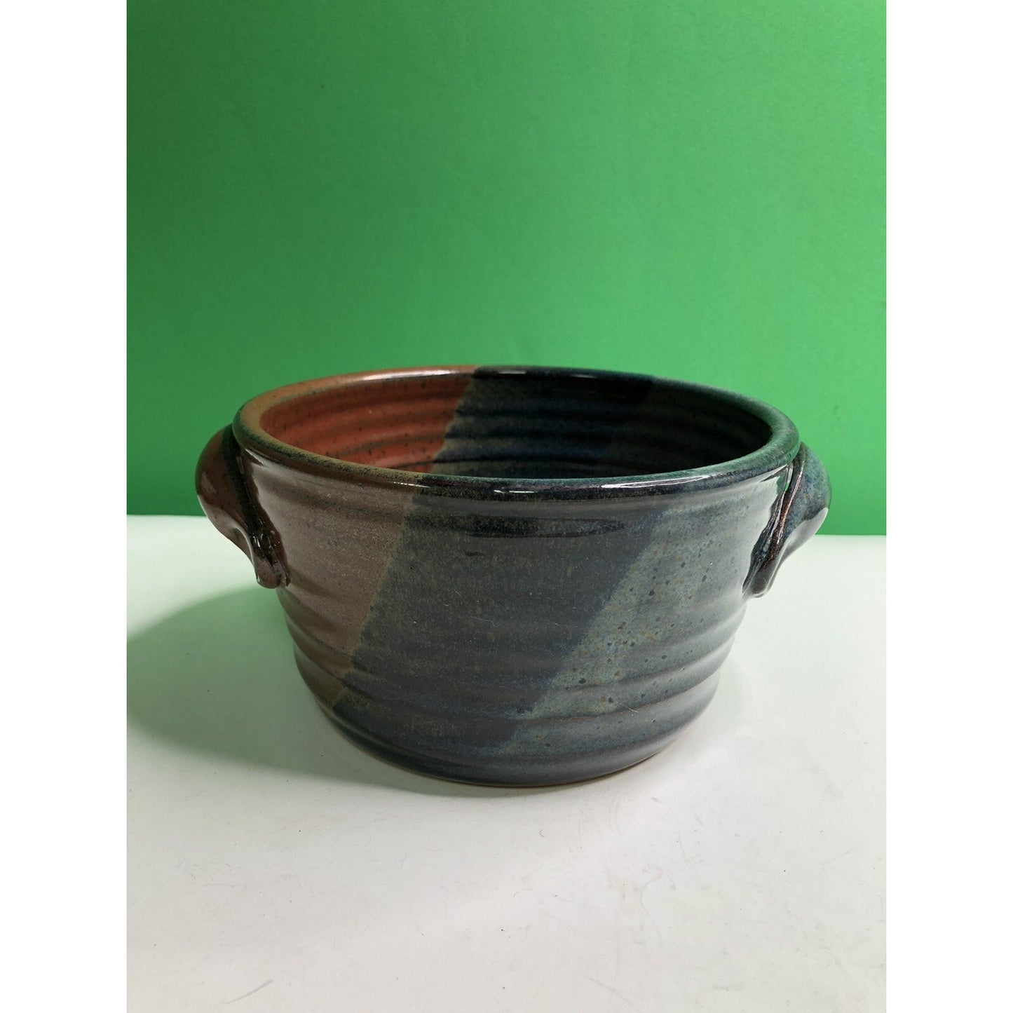 2008 Neal Pottery Bread Baker Crock Tri Color Glaze Signed Dated Flawed Florida