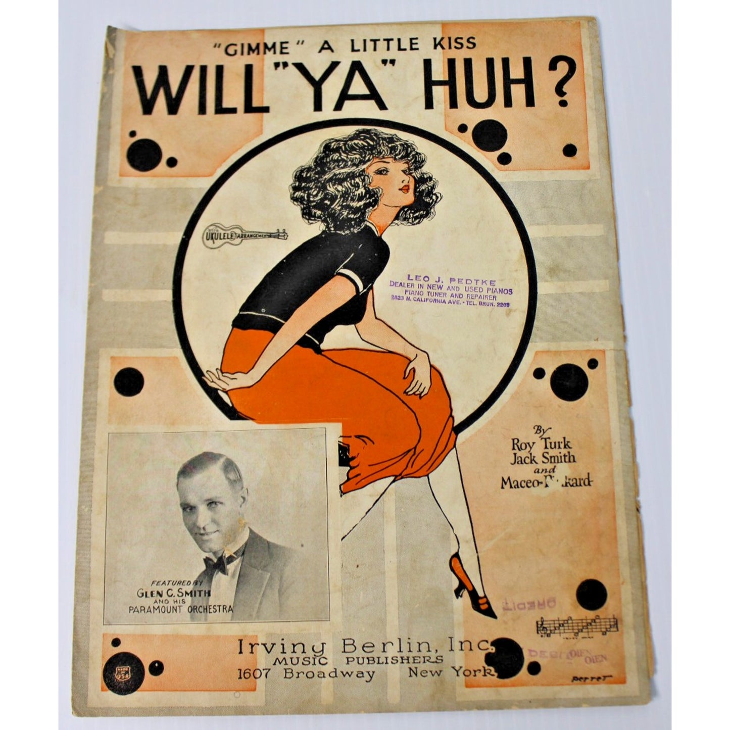 Rare 1926 Vintage Sheet Music- Irving Berlin- Gimme A Little Kiss Will Ya Huh?