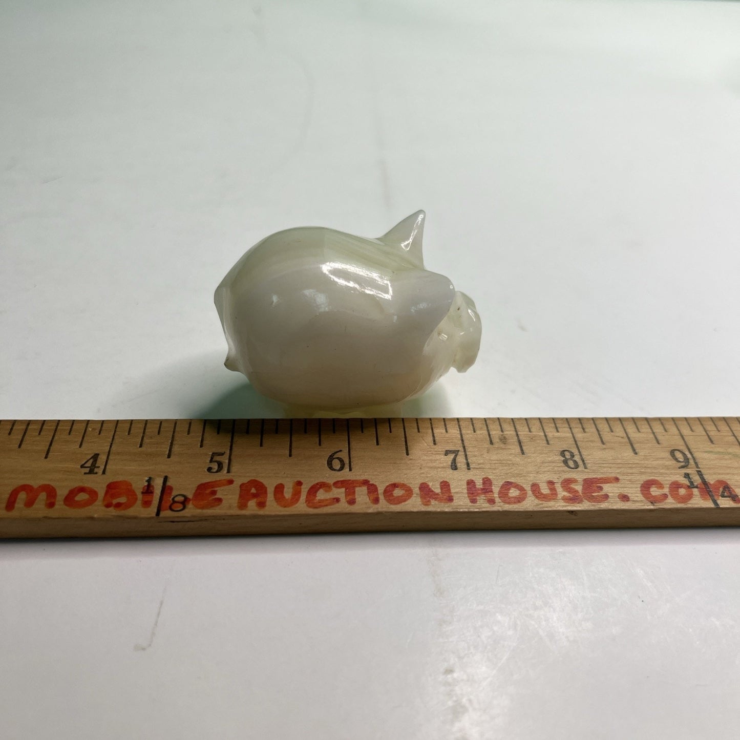 Carved White Opaque Quartz Stone Pig Figurine Healing Stone Free Shipping!