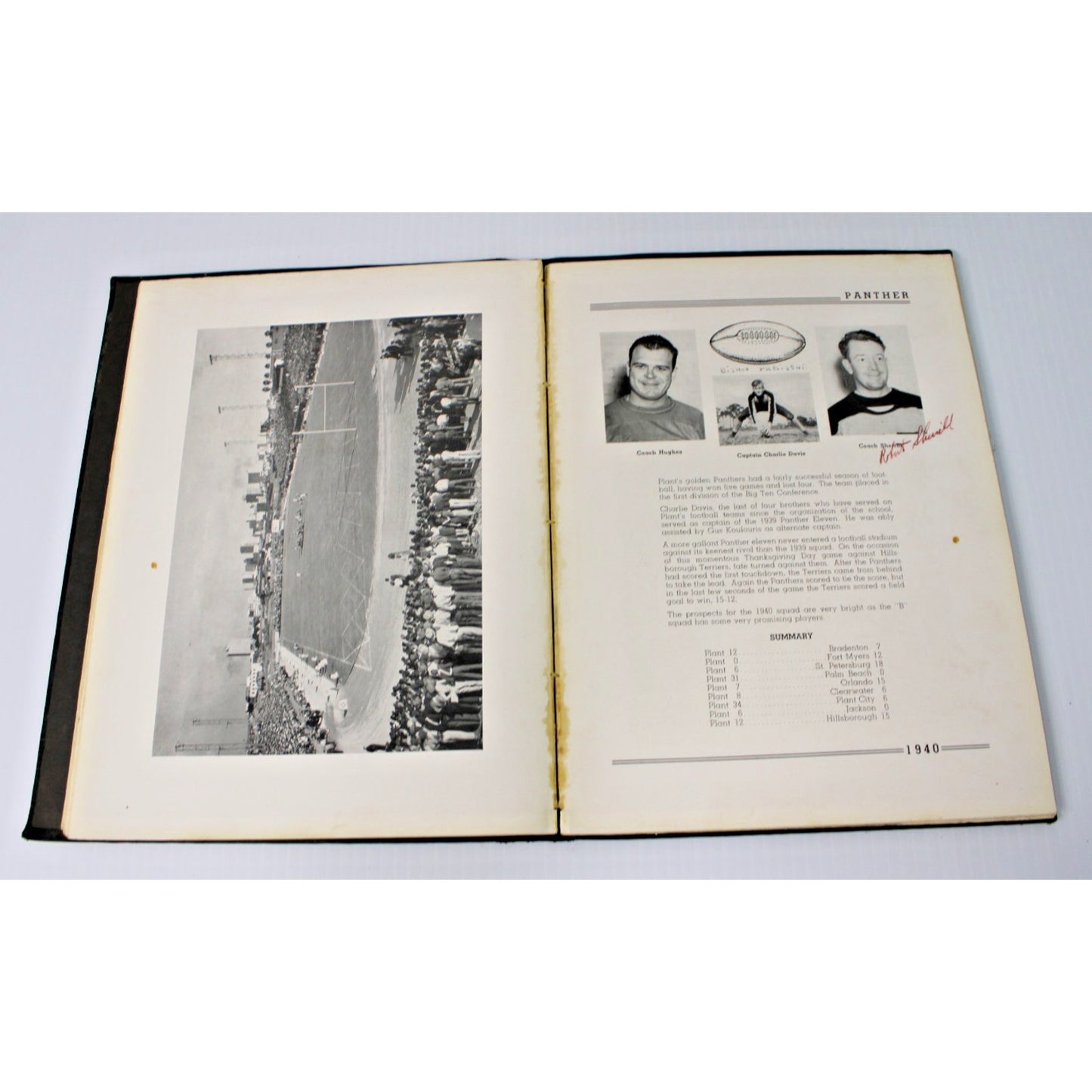 Vintage 1940 The Panther Yearbook, H.B. Plant High School, Tampa Florida FL