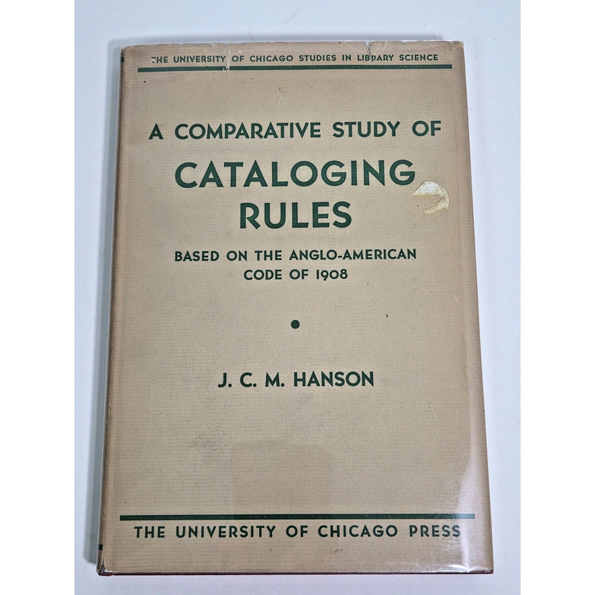 RARE 1939 1st Ed Comparative Study of Cataloging Rules- JCM Hanson Dust Jacket