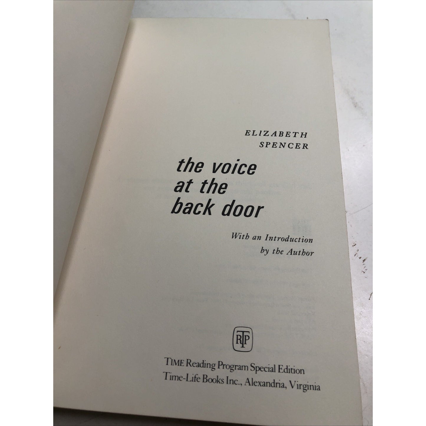The Voice At The Back Door Elizabeth Spencer Book 1982 Time Reading Program