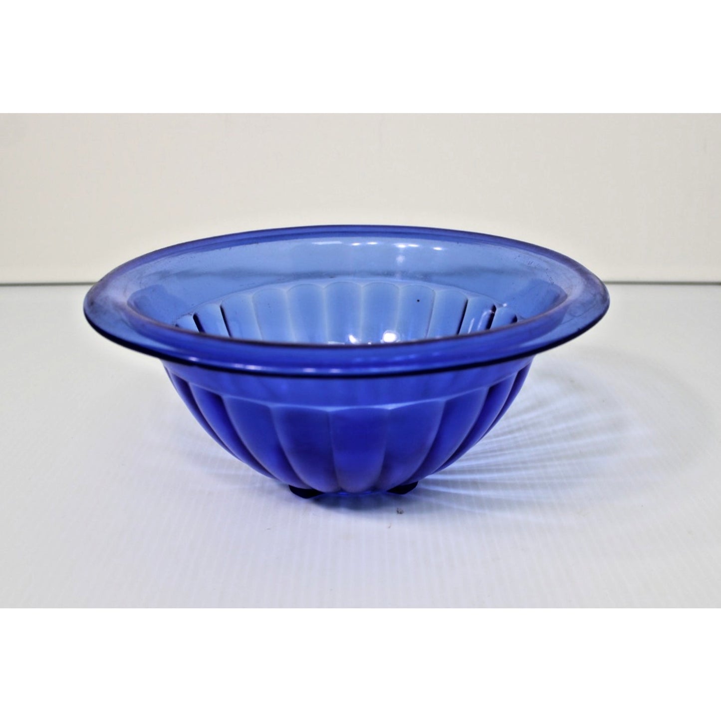Vintage Hazel-Atlas Cobalt Blue Pillar Optic Bowl 1930's Depression Glass, 10.5"
