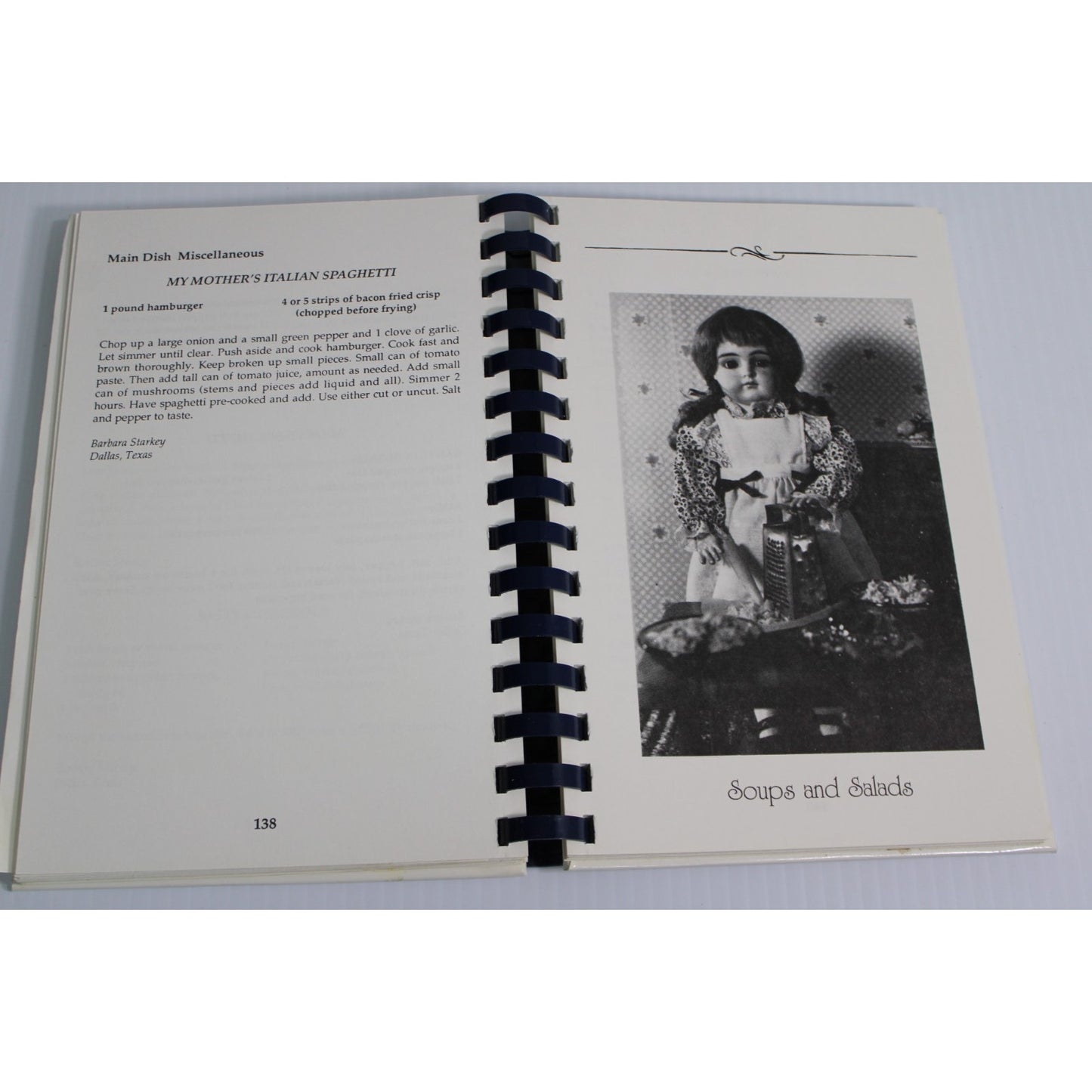 Vintage 1992 Doll Collectors Club of Irving Texas Cookbook Our Favorite Recipes