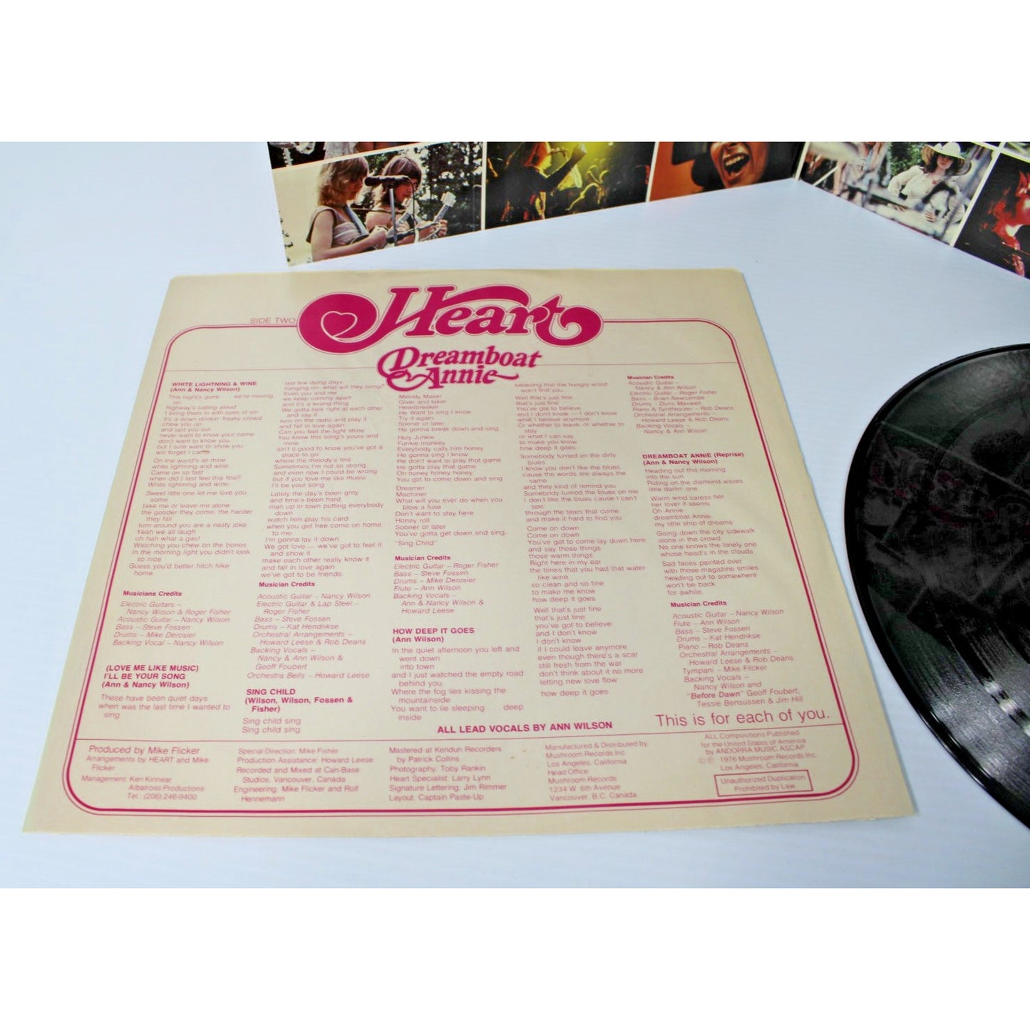 Heart- Dreamboat Annie, 1976 Mushroom MRS 5005 Gatefold LP w/ Sleeve, LA- EX/ VG