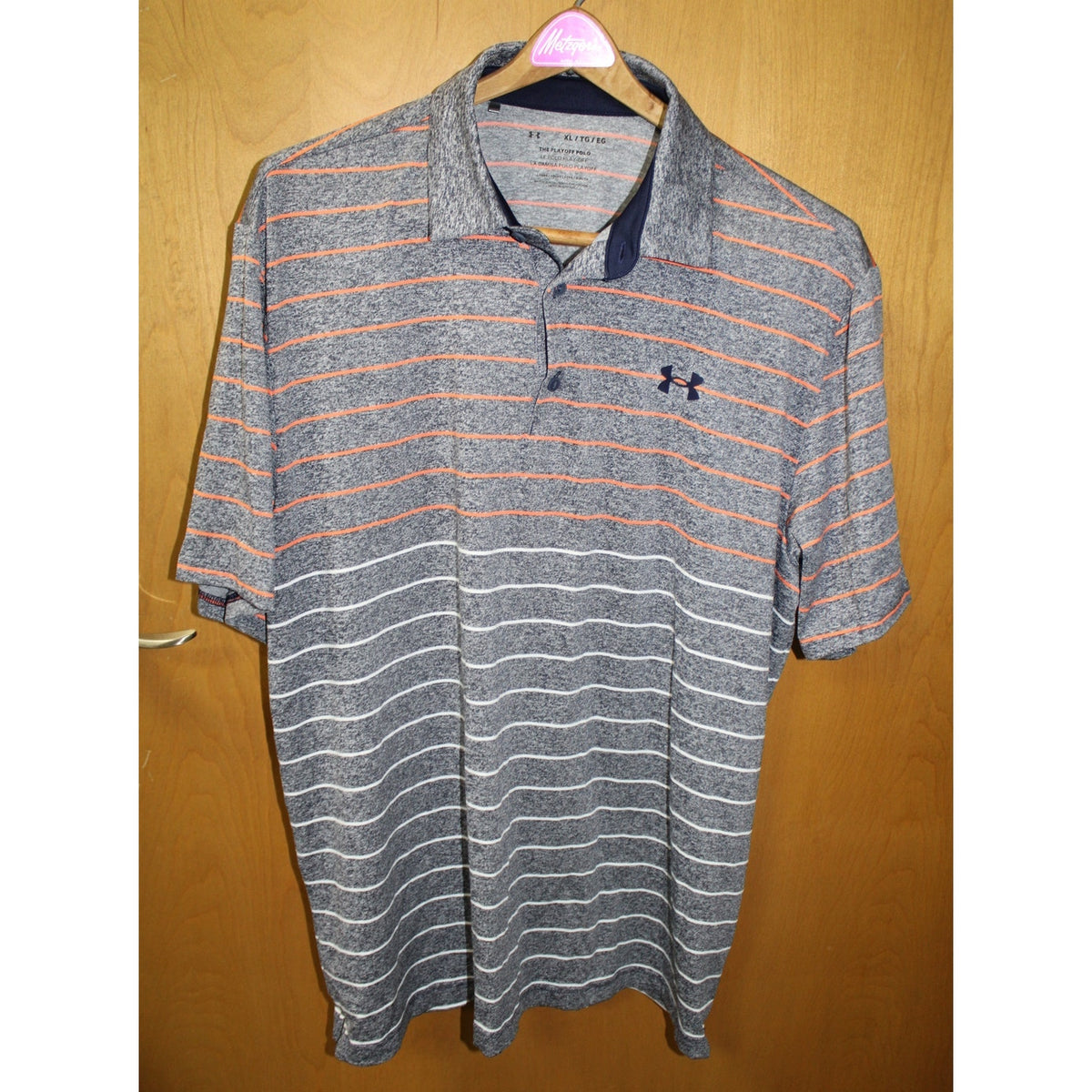 Under Armour Men's XL Playoff 3.0 Divide Heather Stripe Polo Halo Gray Orange