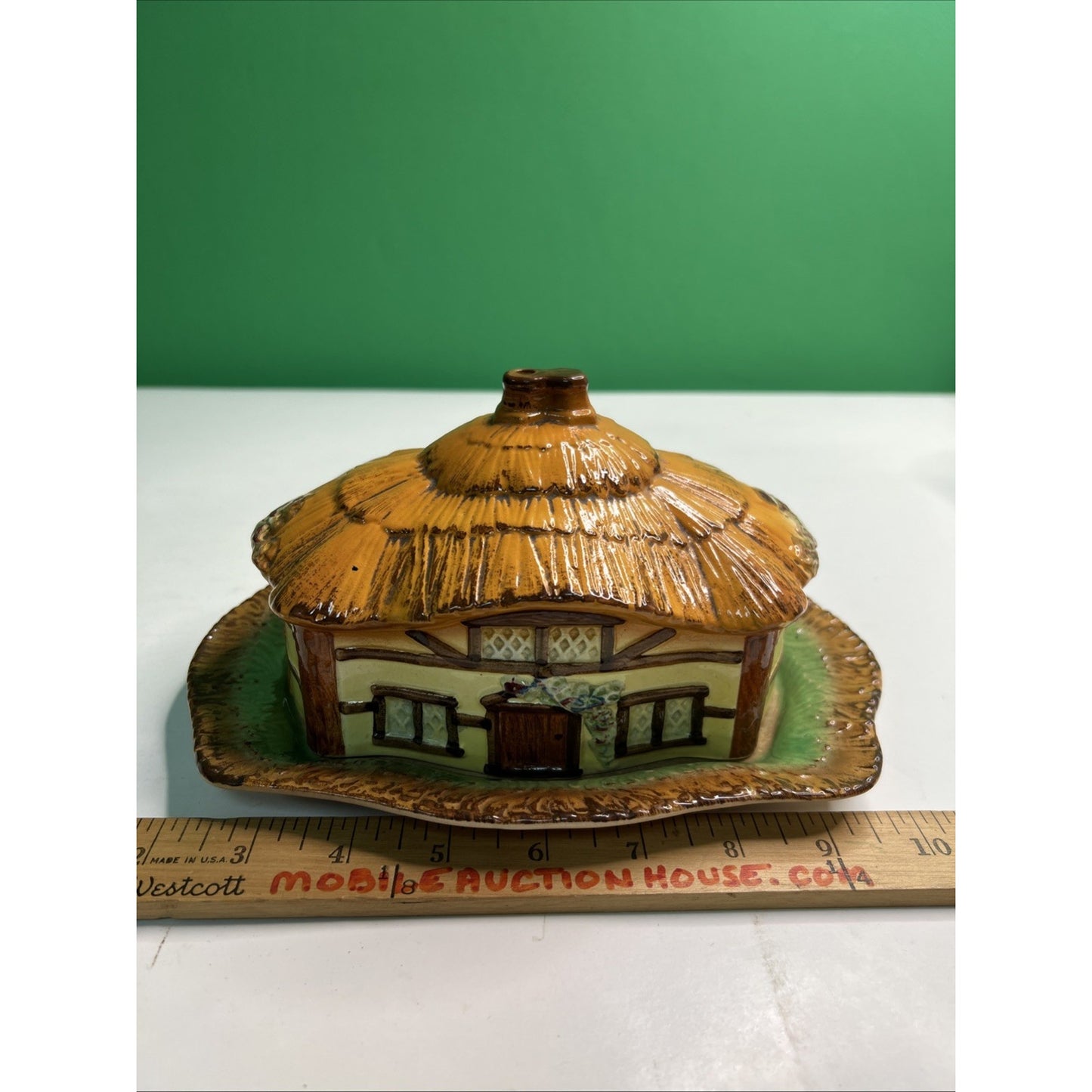 J Shaw & Sons Burlington Ware England "Devon Cobb" Cottage Butter Dish w/Lid