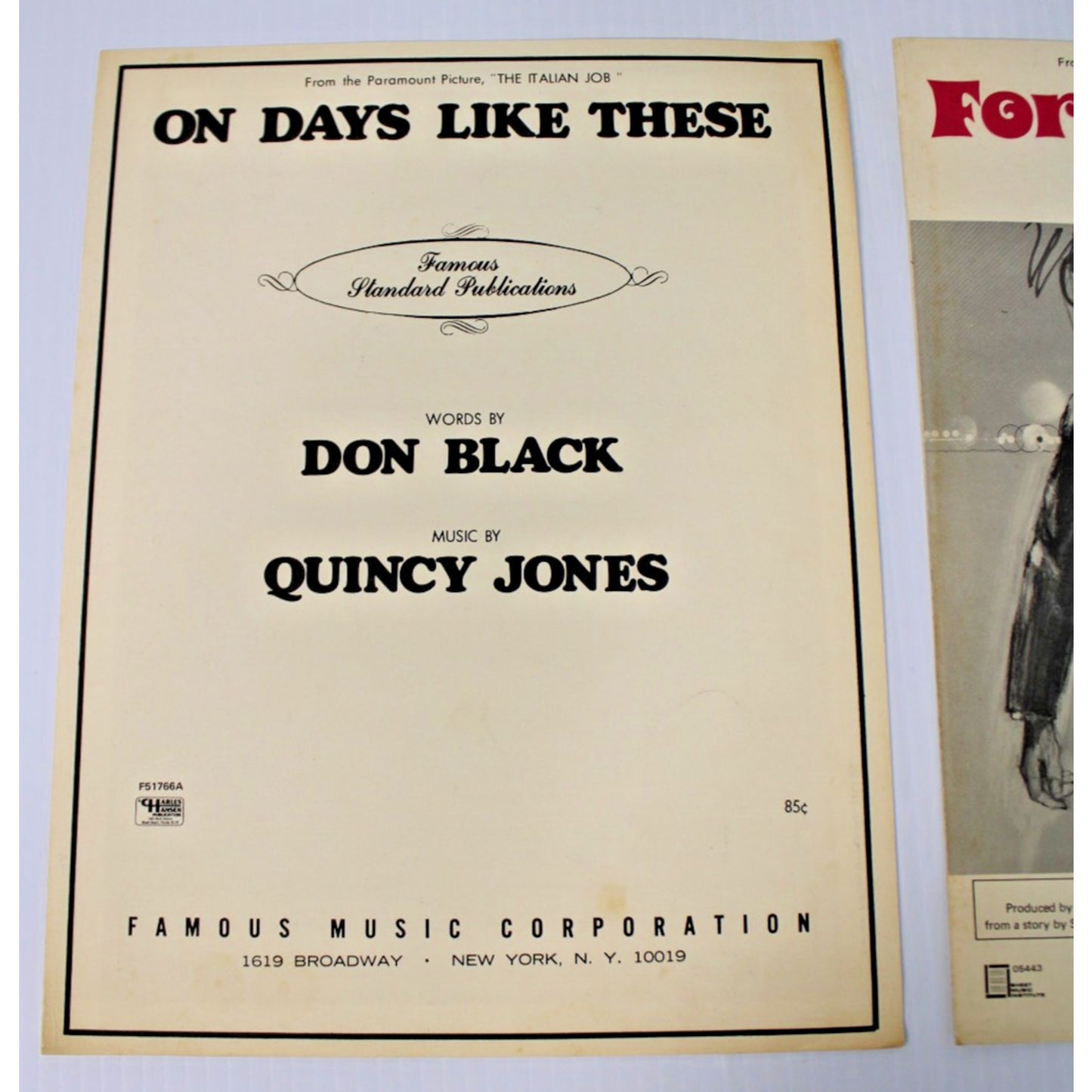 1968-69 Sheet Music- For Love Of Ivy & On Days Like These- Quincy Jones, RARE!!