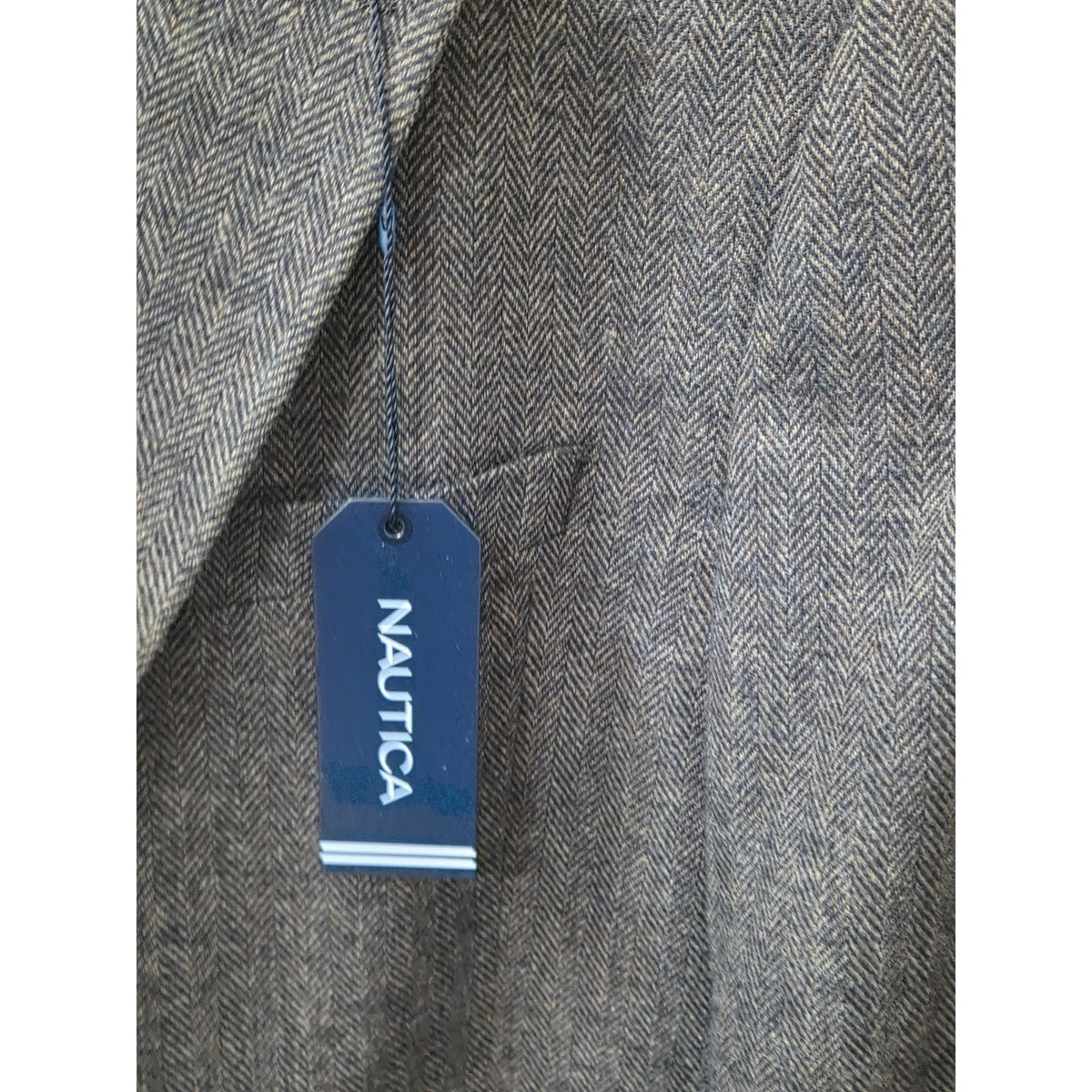 NWT Nautica Herringbone Sport Coat Blazer 48R Brown Grey Classic Fit Jacket