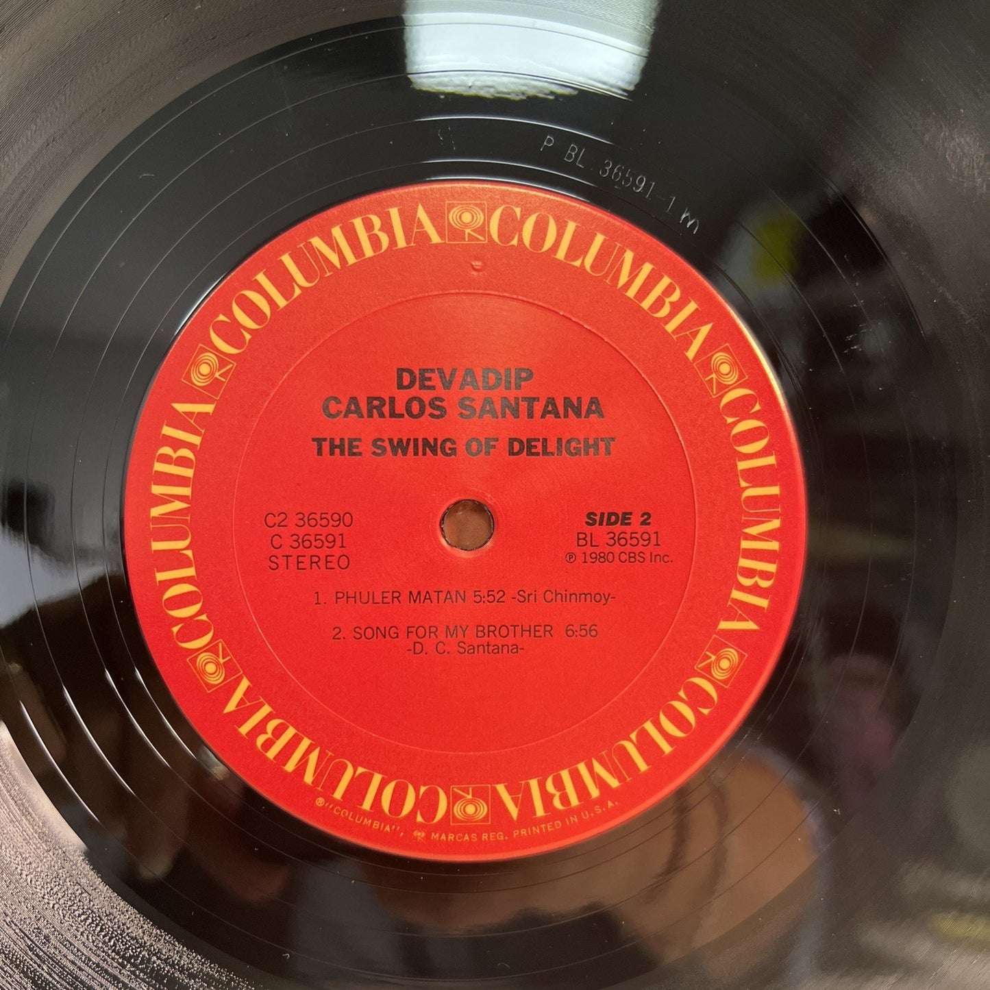 DEVADIP CARLOS SANTANA - The Swing Of Delight 2x LP 1980 Gatefold Album Columbia