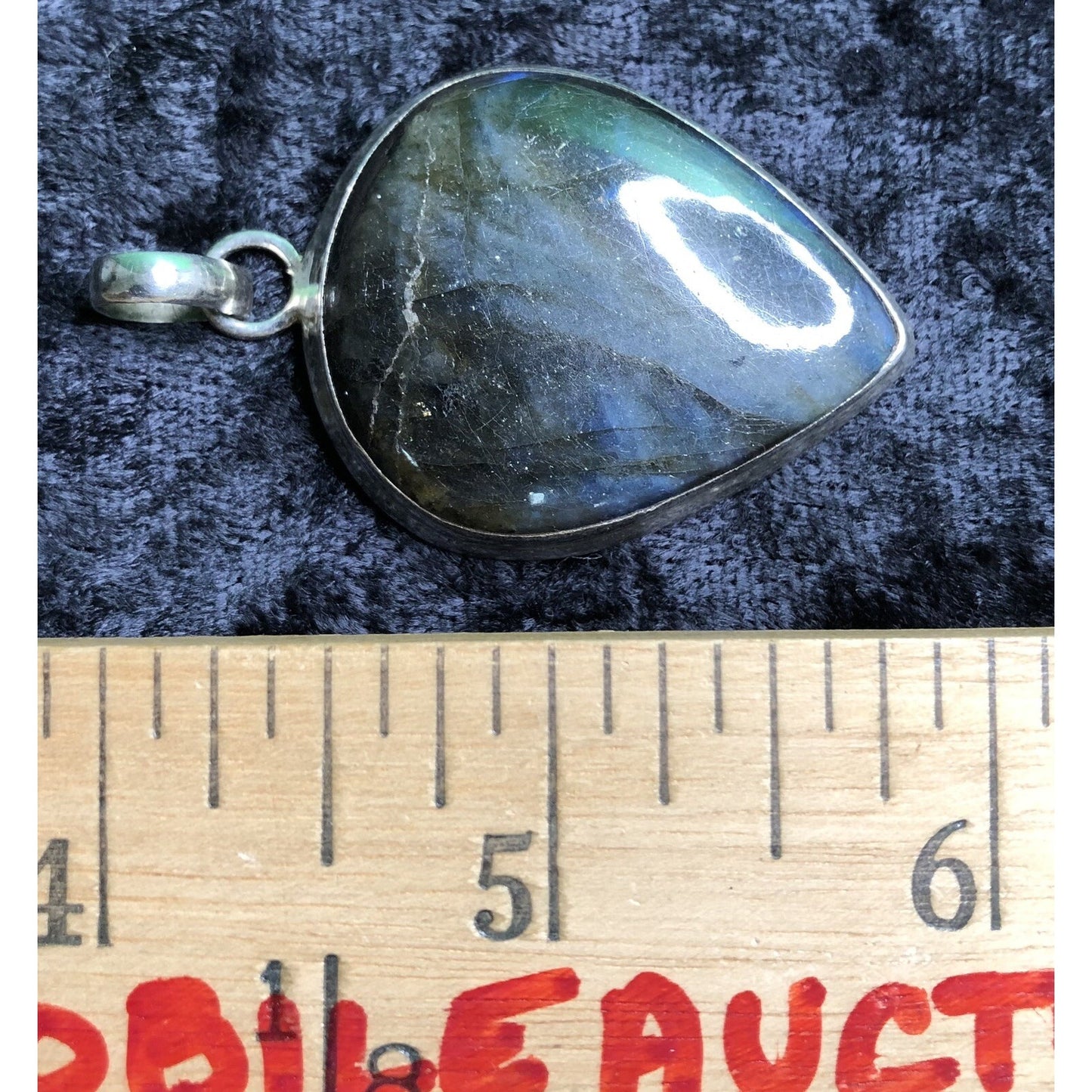 Vintage Sterling Silver Blue Glow Labradorite Pendant Estate Jewelry 1.75” Long