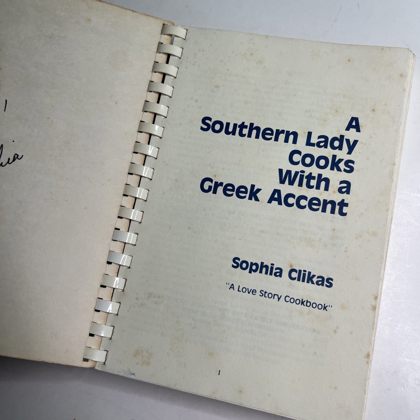Southern Lady Cooks with a Greek Accent Sophia Clikas SIGNED Mobile AL Cookbook