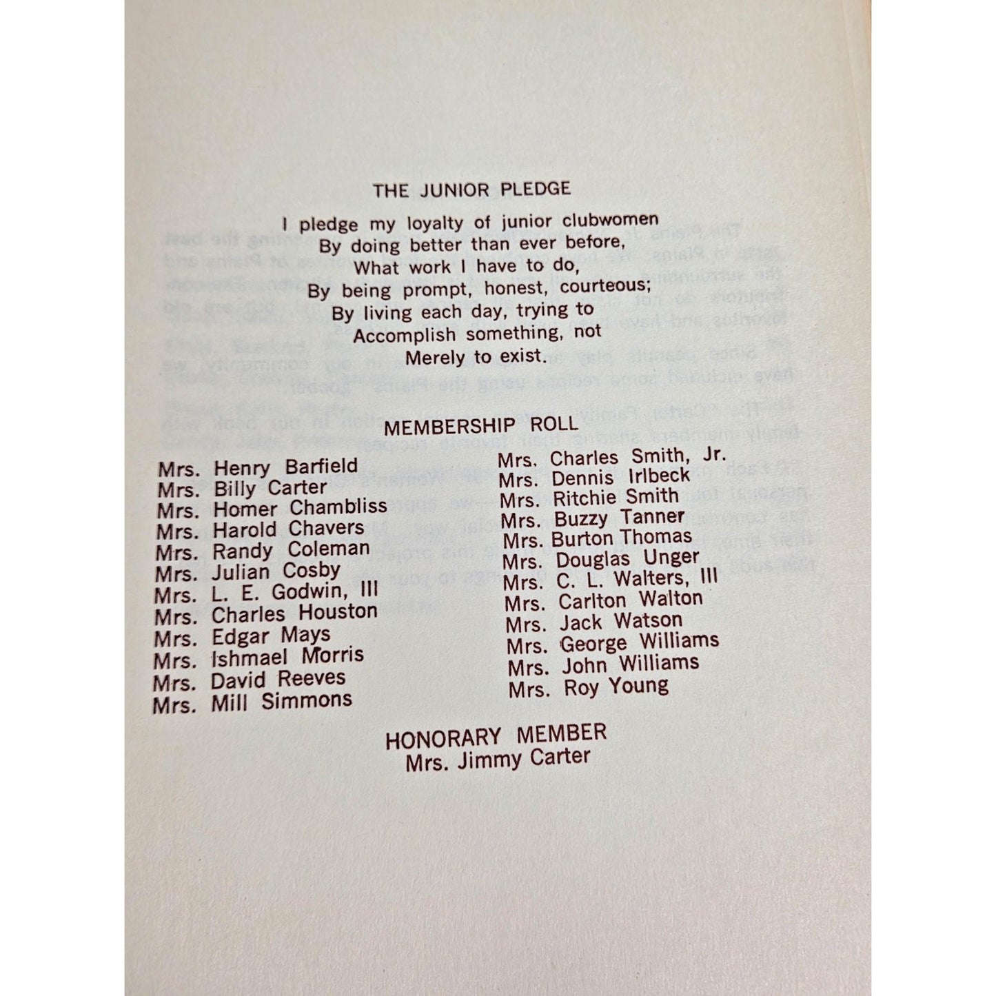 Vintage 1977 Plains Pot-Pourri Cookbook - Jimmy Carter Family Recipes Comb Bound