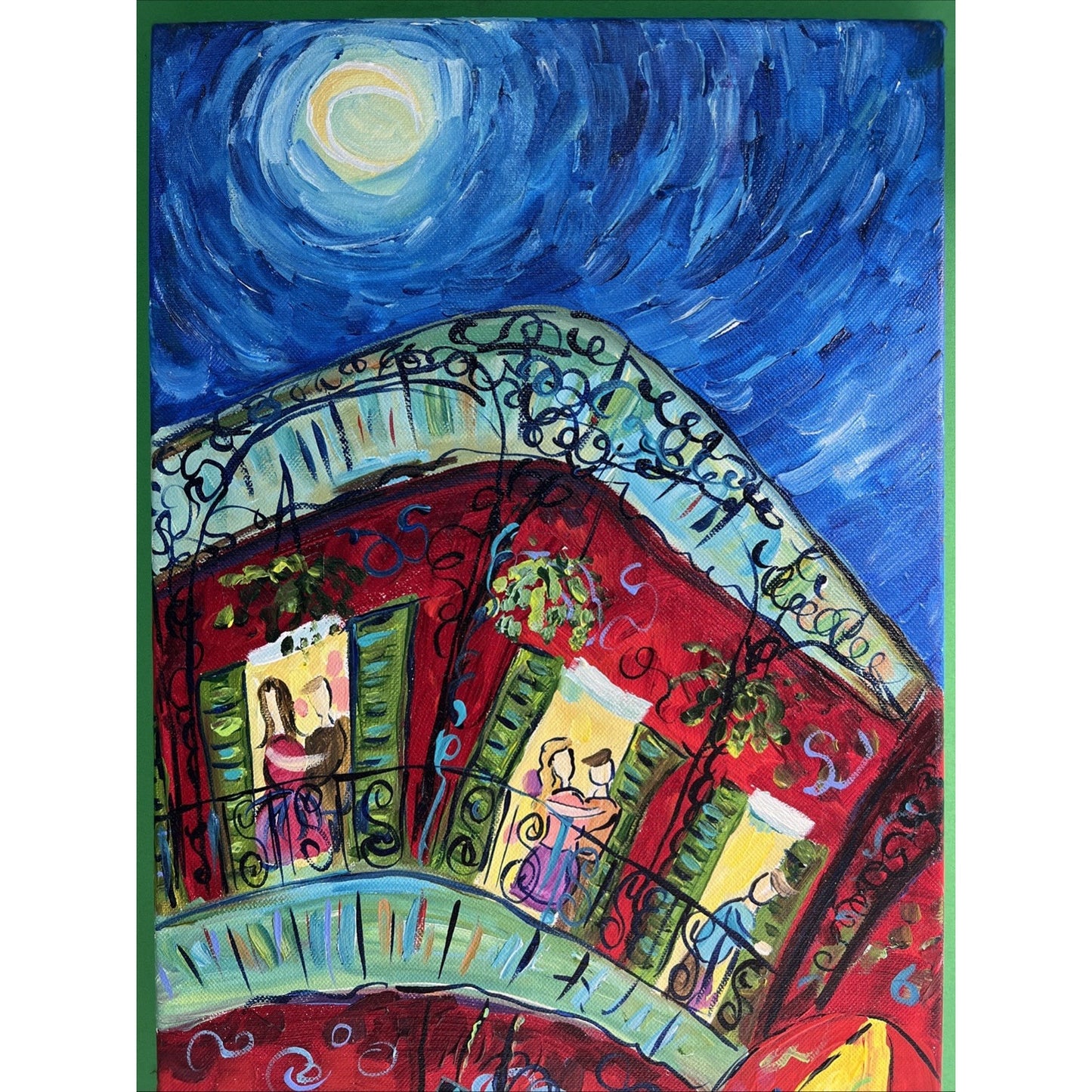 Mobile Alabama Artist Ginger Woechan Original Canvas Street Art “Red On Royal”