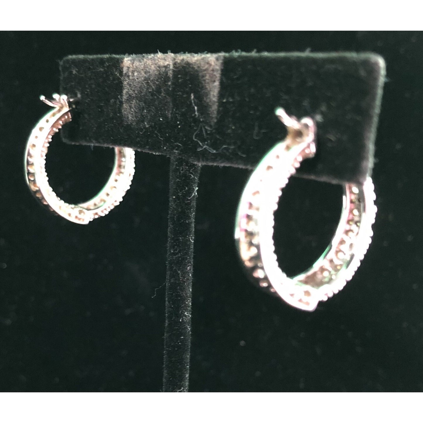 Vintage Sterling Silver Pave Set Rhinestone Earrings