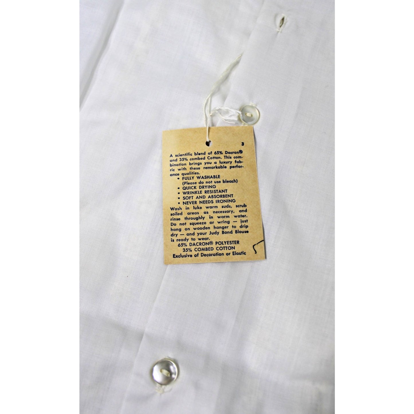 Vintage NOS Judy Bond White Lace Embroidered Blouse Sz. 14/34 Cotton Dacron