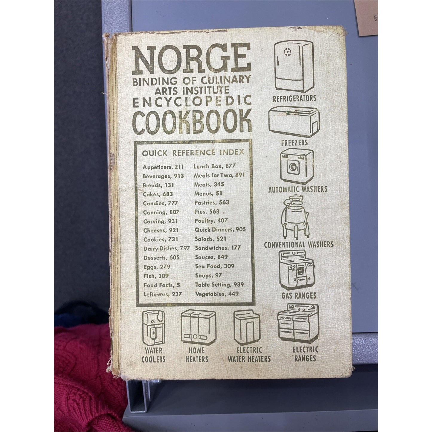 Norge Binding of Culinary Arts Institute Encyclopedic Cookbook Recipes Menu