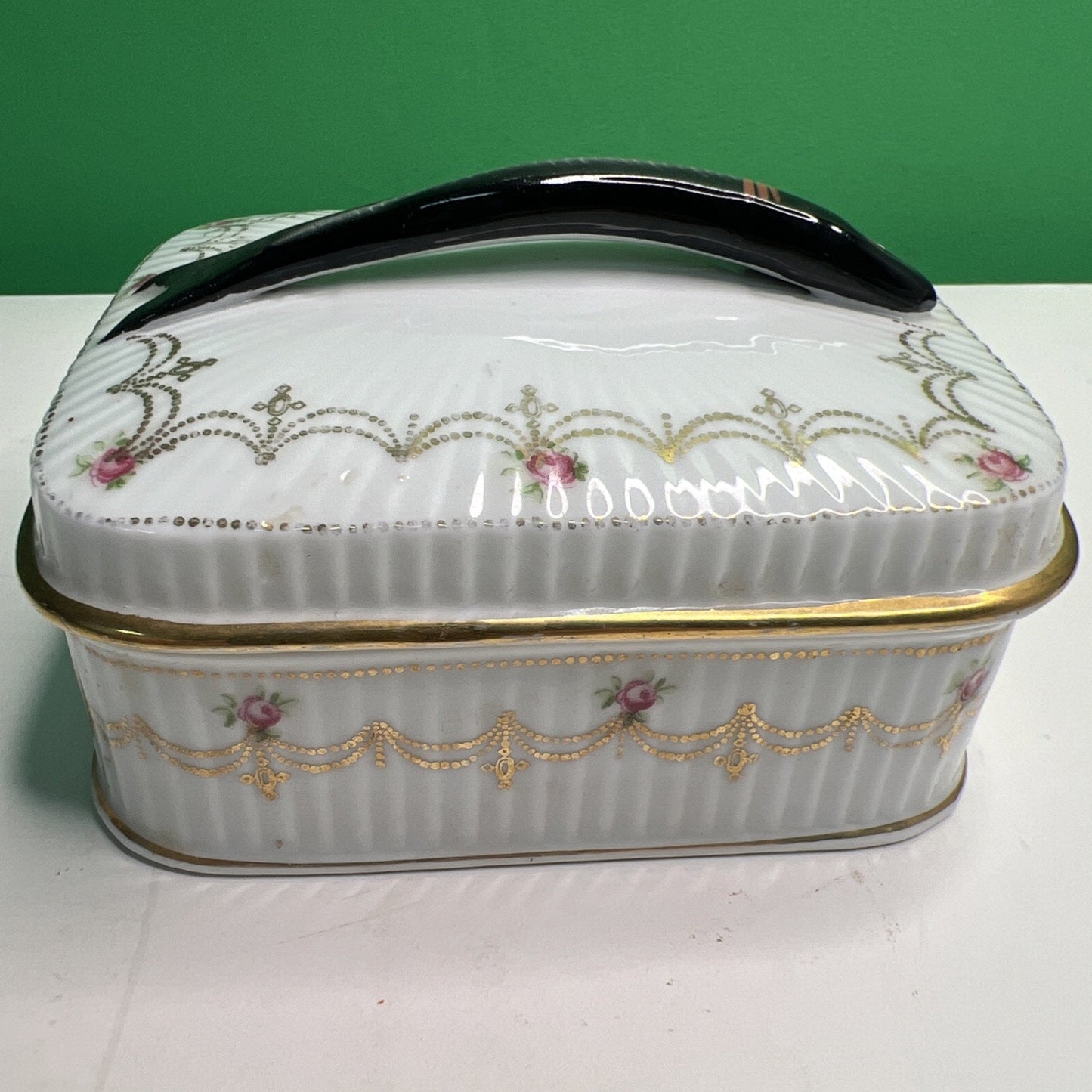 Antique Victoria Austria Covered Sardines China Dish 5” x 4” Figural Fish Handle