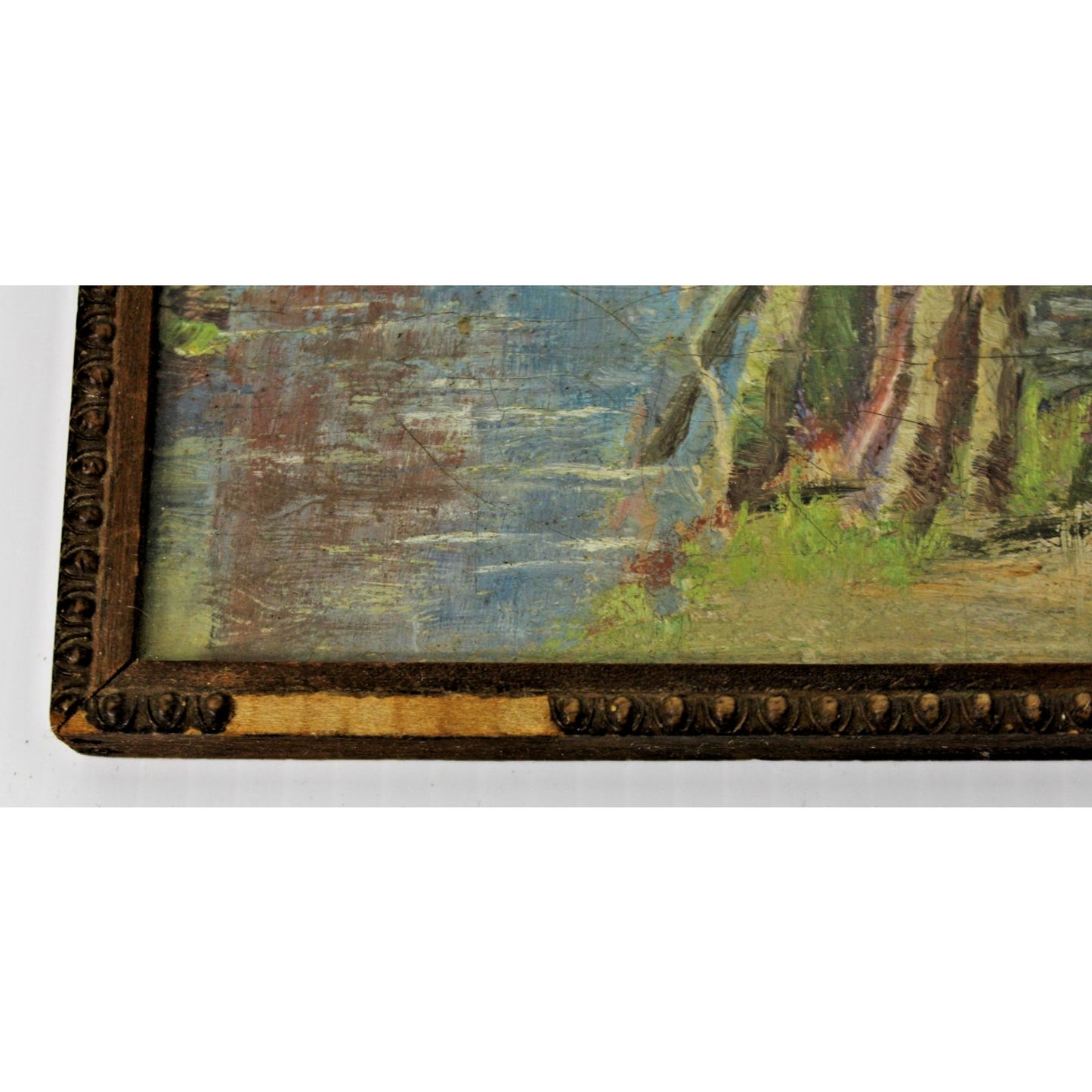 Antique Framed Coastal Scene Oil on Cardboard, Signed "Morse" -8.25" x 10.5"