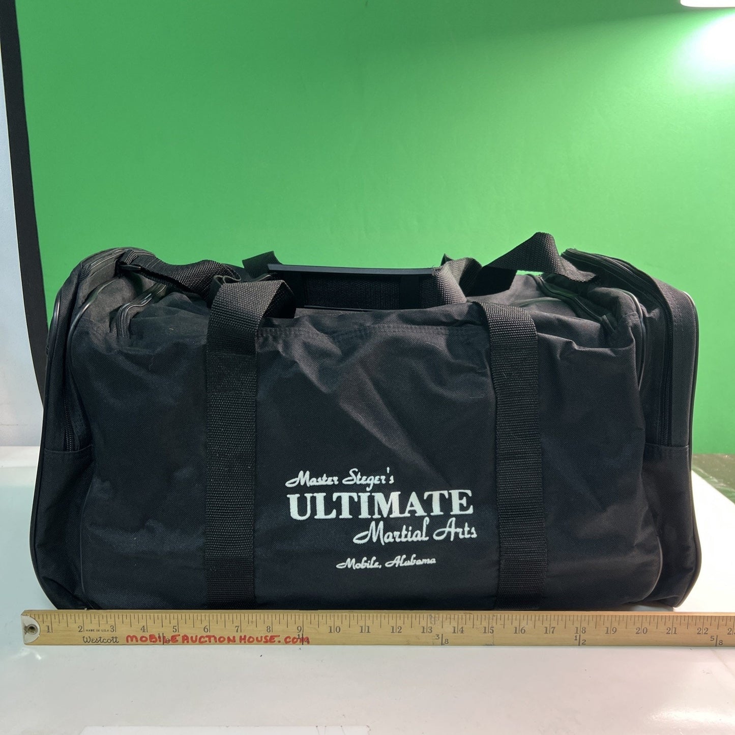 Vintage Gym Duffel Bag 23”x12”x12” Master Steger’s Martial Arts Mobile Alabama