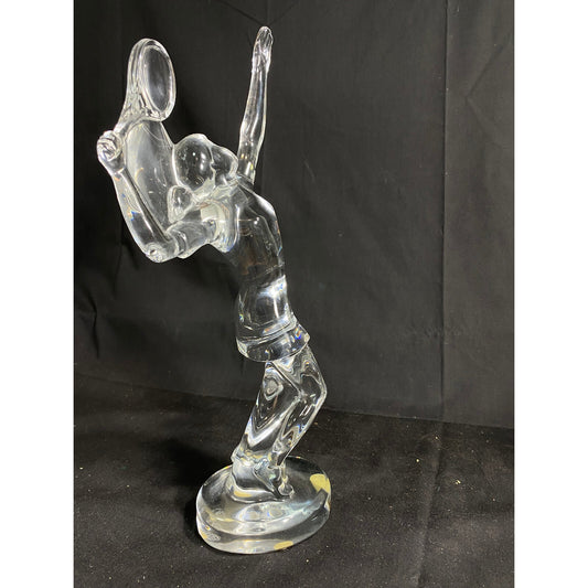 Vintage Baccarat Crystal- Female Tennis Player 10-Inch Statue