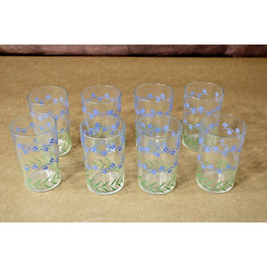 Set of 8 Vintage Swanky Swig Juice Glasses Cornflower Blue 3.5" H