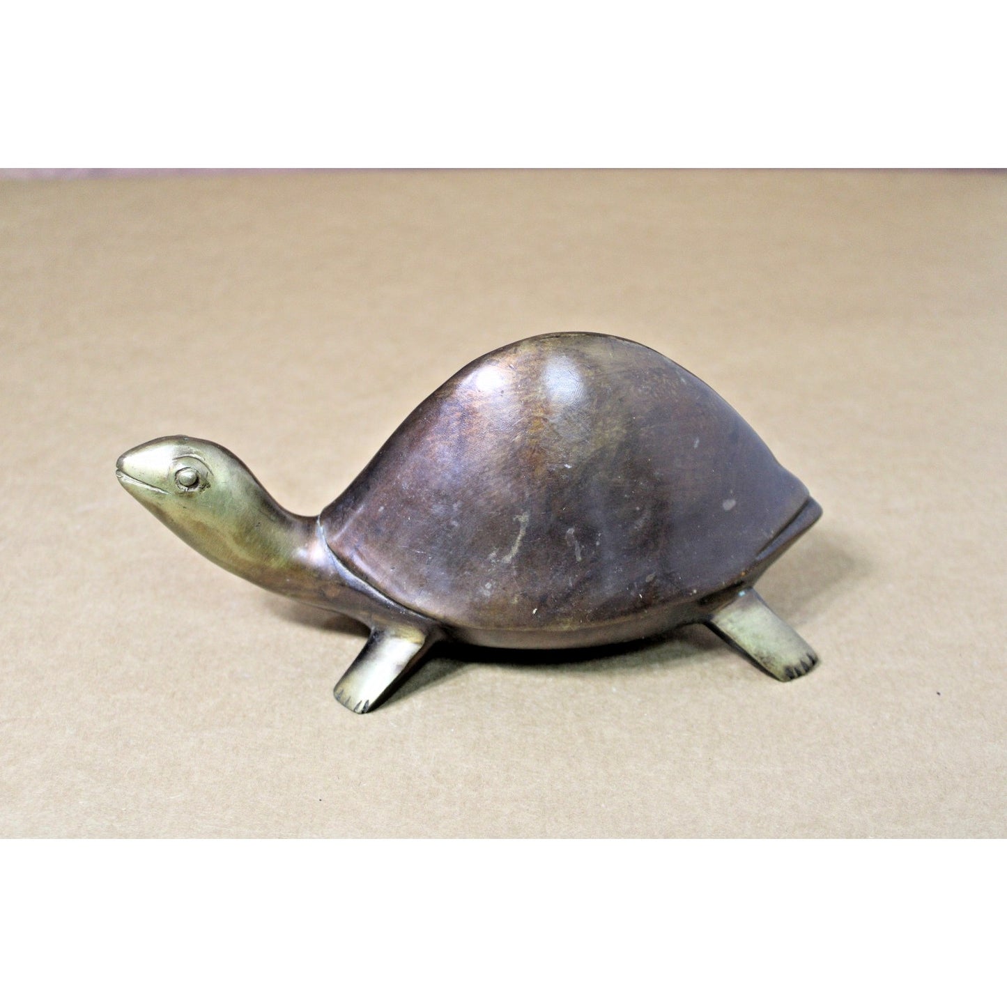Vintage Brass/Bronze Turtle Tortoise 8.5 L x 3.5 H, Beautiful Patina, Over 2 lbs