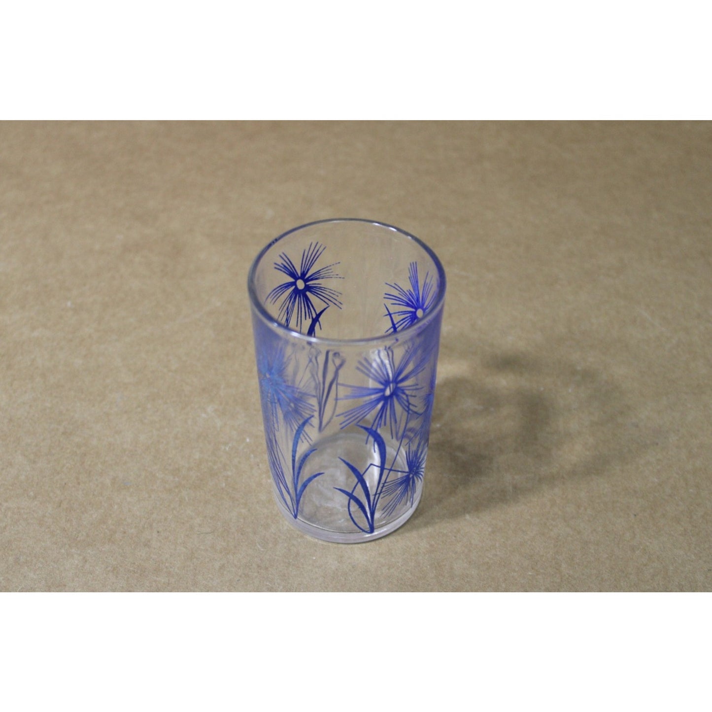 Vintage MCM Swanky Swig Hazel Atlas Blue Juice Glass, Mid Century, 3.5" H