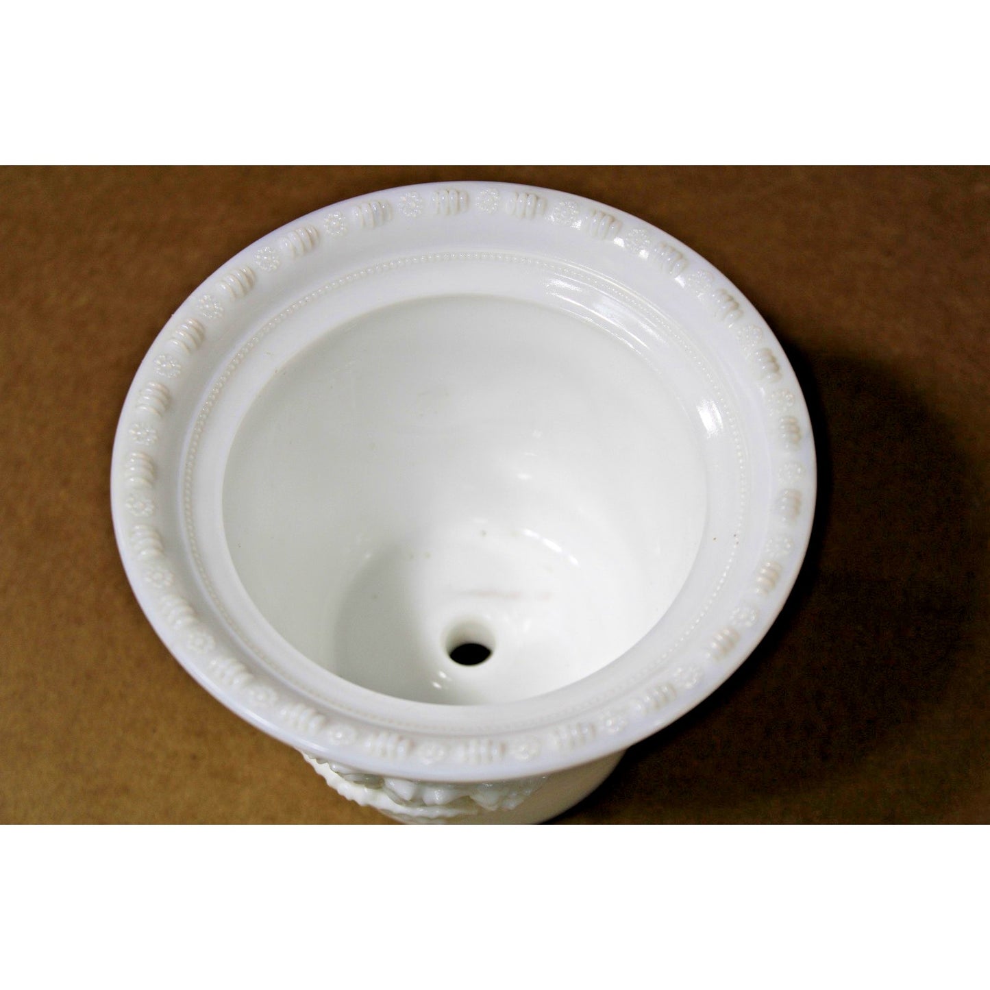 Vintage Milk Glass MMA Metropolitan Museum of Art 5” Flower Pot With Saucer
