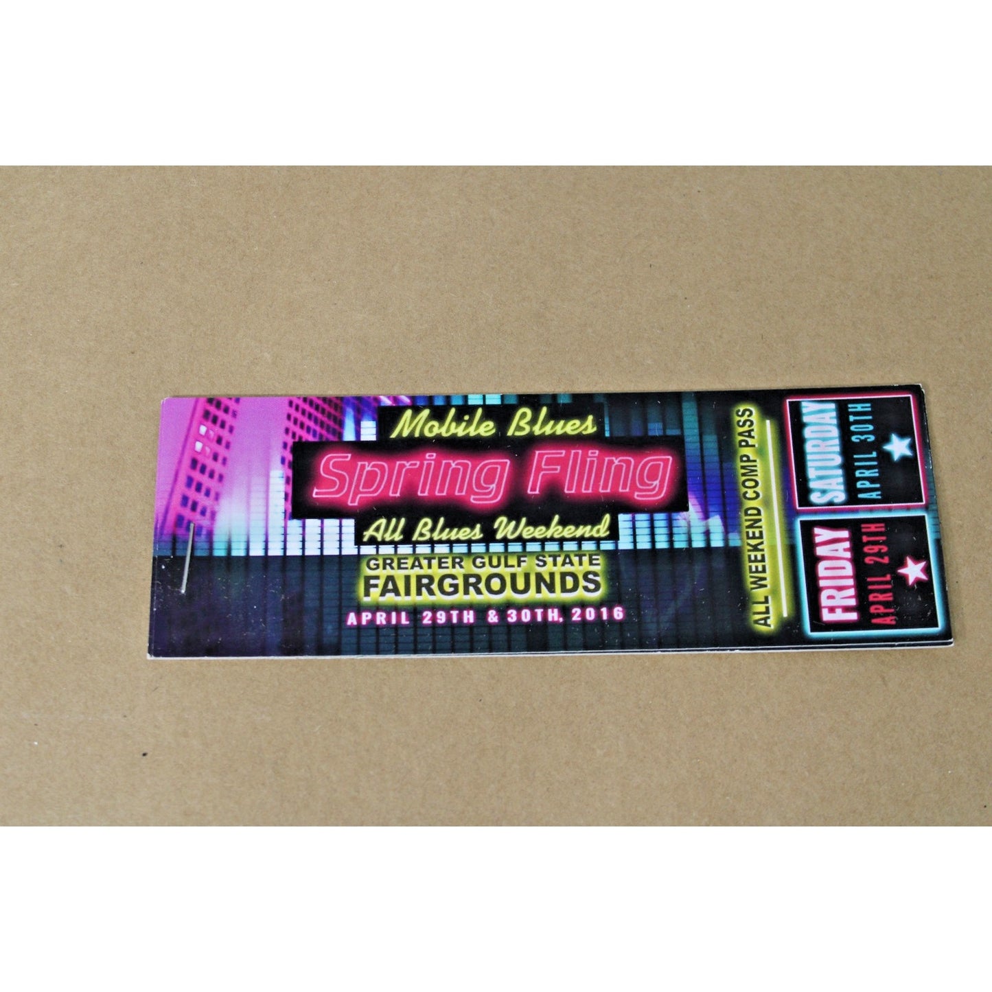 2016 Mobile Blues Spring Fling Ticket Stub, All Blues Weekend R&B Soul