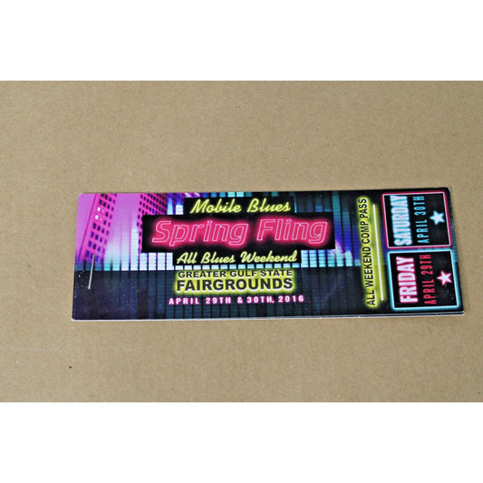 2016 Mobile Blues Spring Fling Ticket Stub, All Blues Weekend R&B Soul