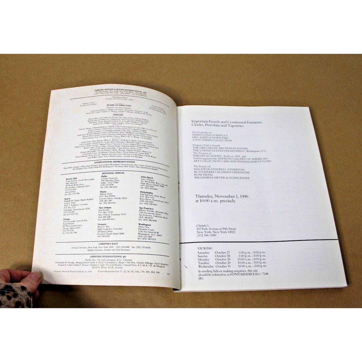 Christie's Important French Continental Furniture, Clocks, Porcelain, Nov. 1990